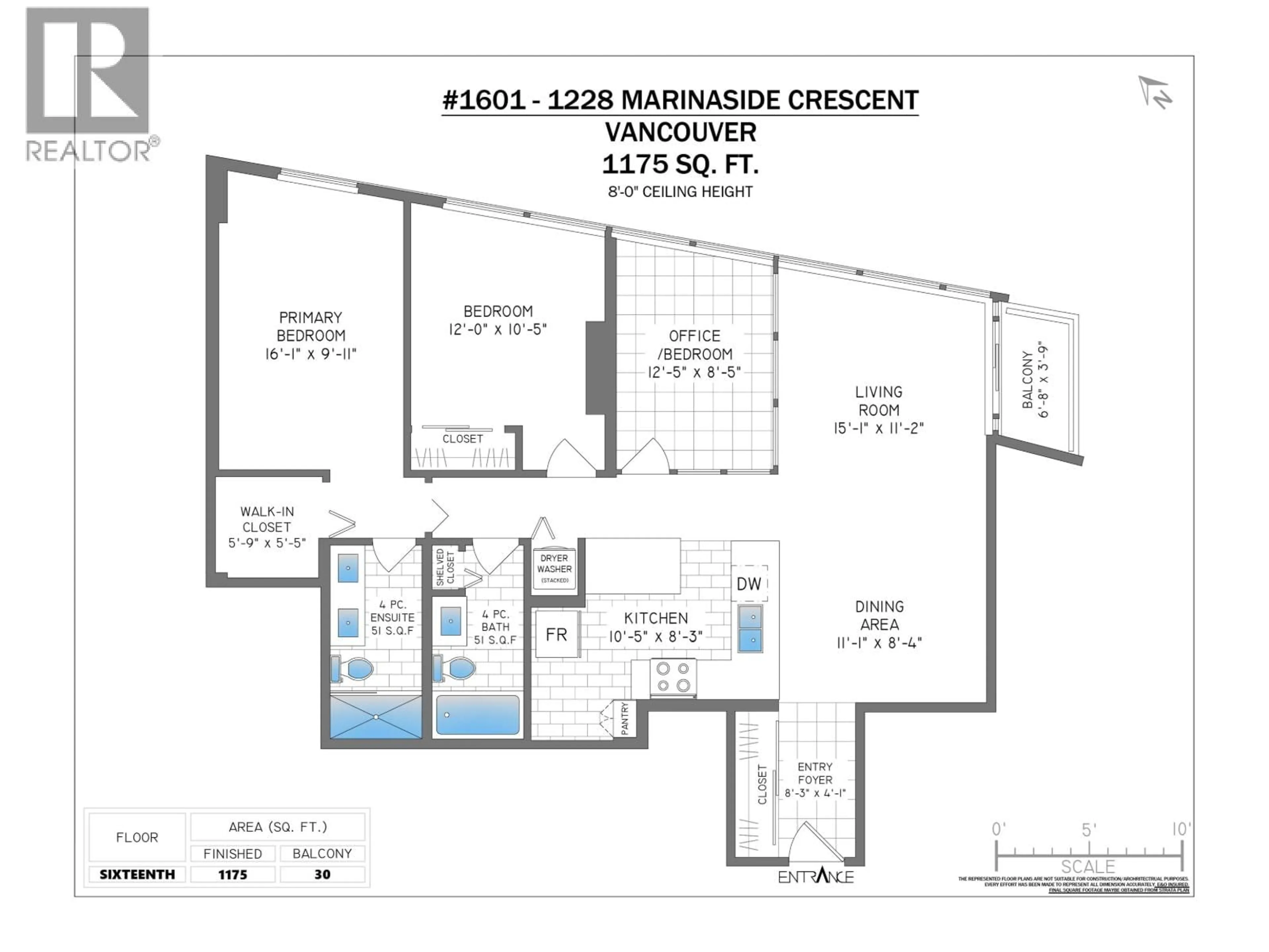 Floor plan for 1601 - 1228 MARINASIDE CRESCENT, Vancouver British Columbia V6Z2W4
