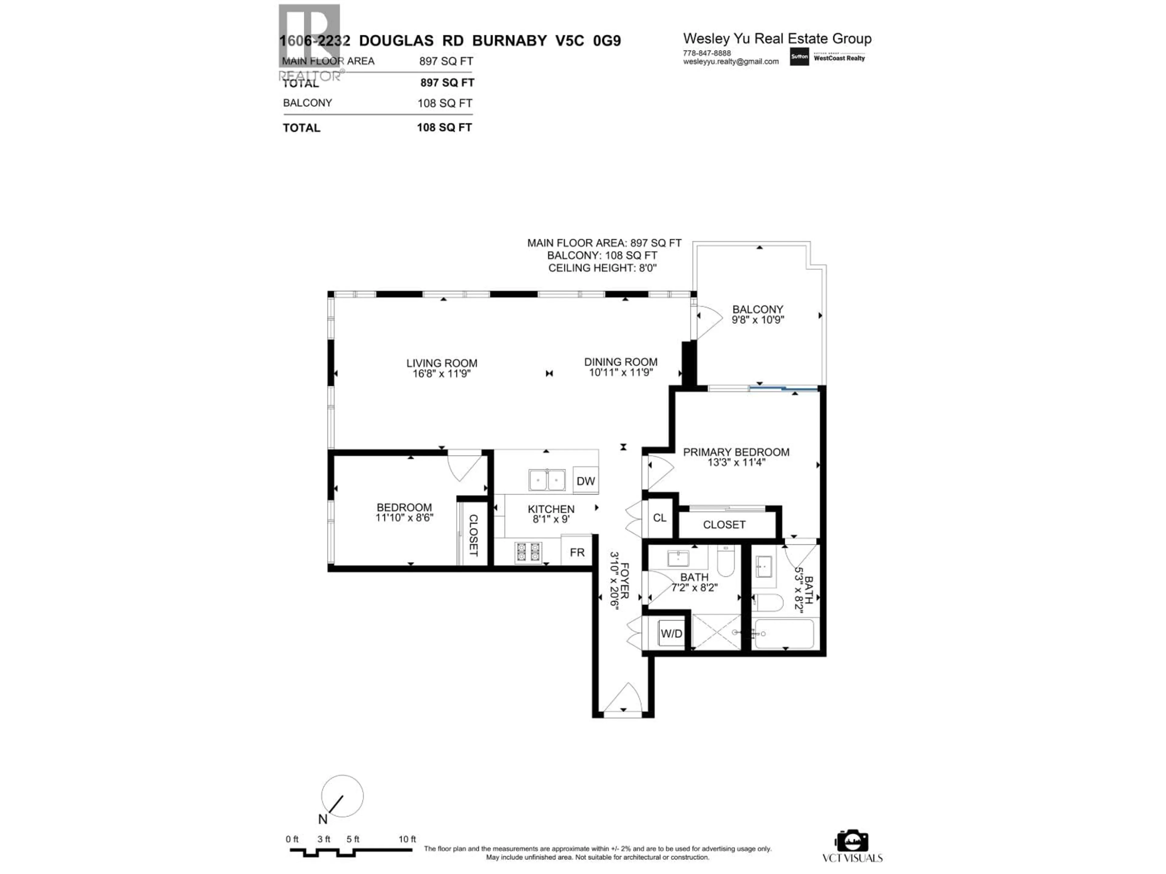 Floor plan for 1606 - 2232 DOUGLAS ROAD, Burnaby British Columbia V5C0G9