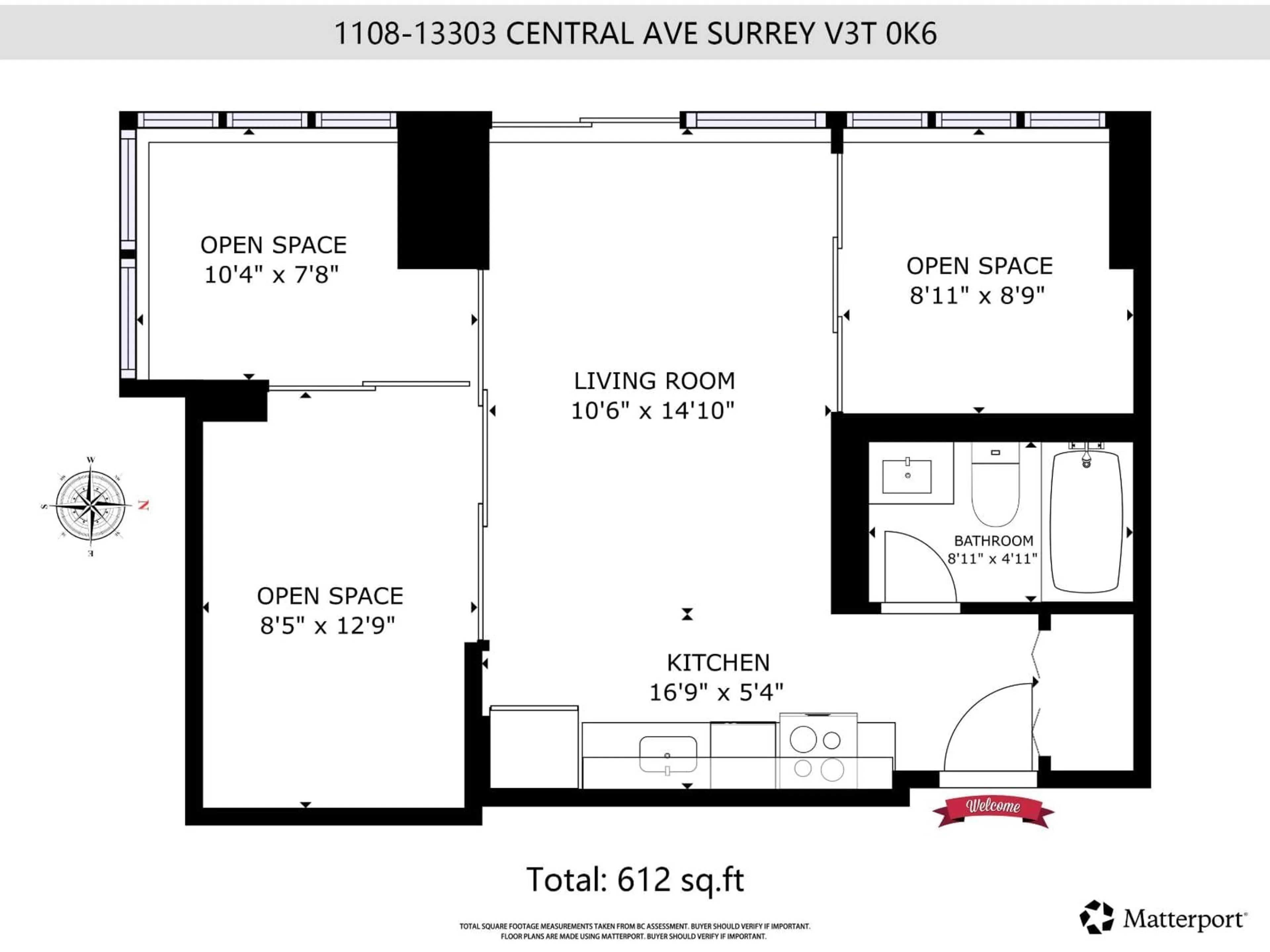 Floor plan for 1108 - 13303 103A AVENUE, Surrey British Columbia V3T0K6