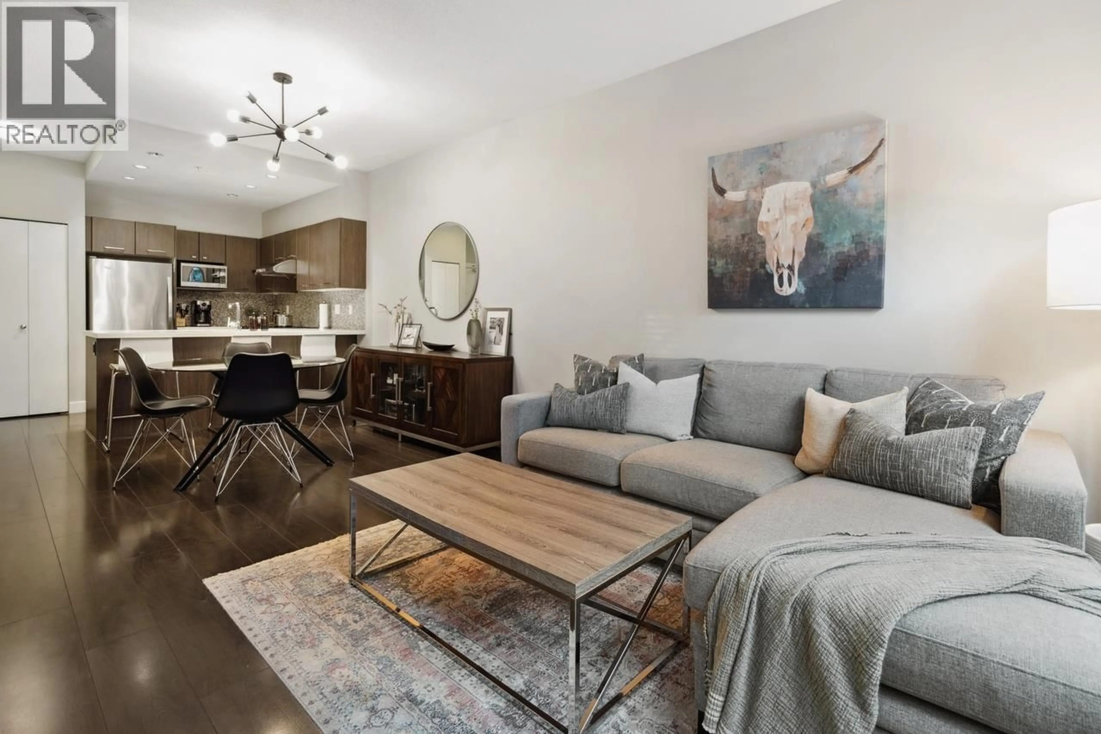 Living room with furniture, wood/laminate floor for 1109 - 963 CHARLAND AVENUE, Coquitlam British Columbia V3K0E2