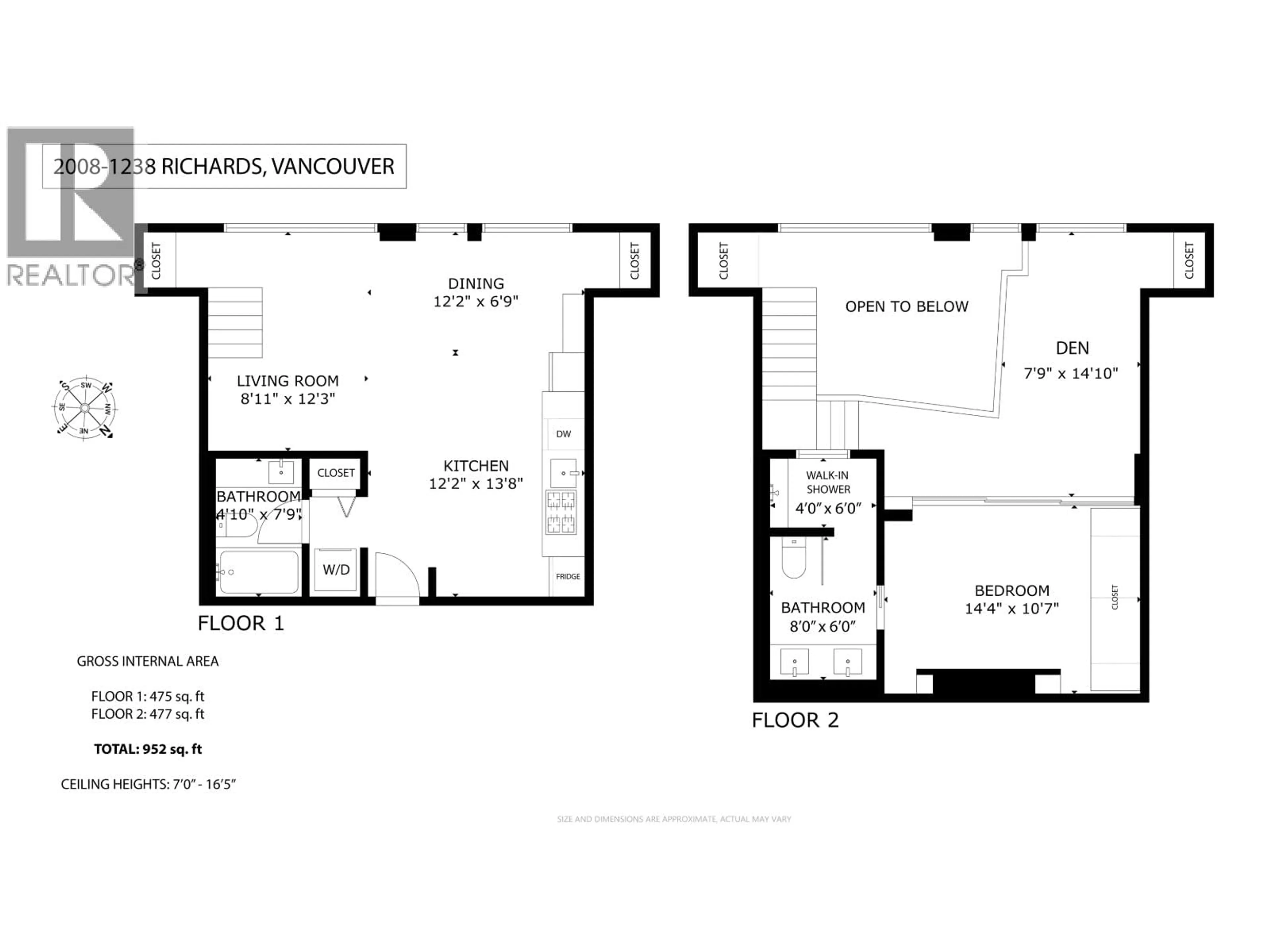 Floor plan for 2008 - 1238 RICHARDS STREET, Vancouver British Columbia V6B6M6