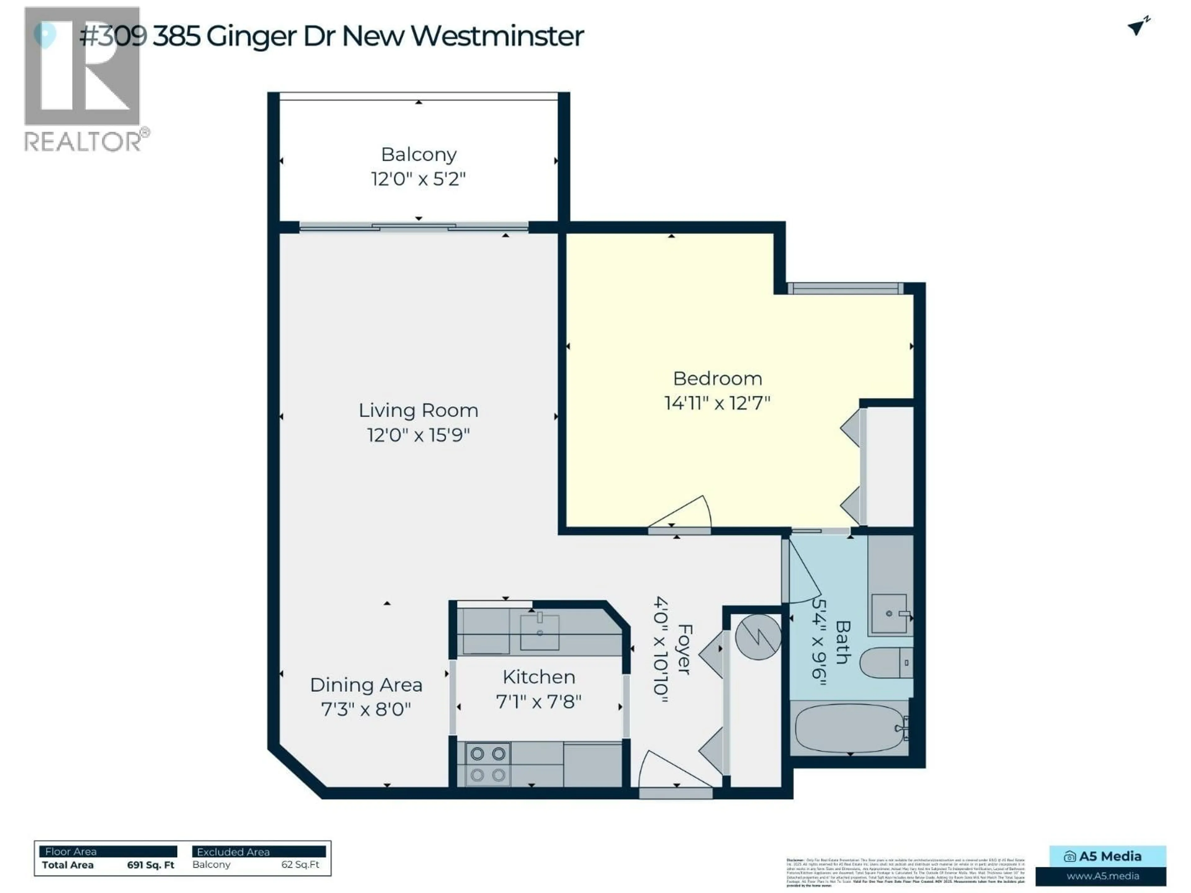 Floor plan for 309 - 385 GINGER DRIVE, New Westminster British Columbia V3L5L6