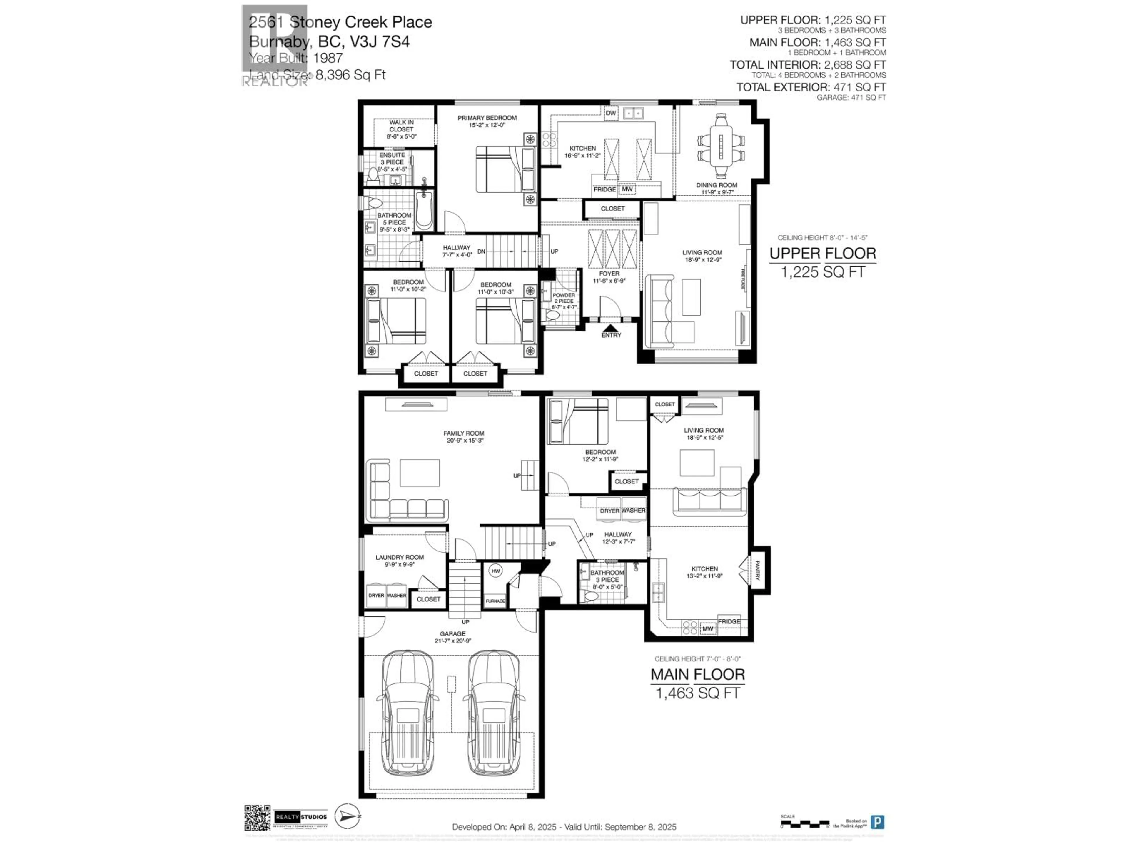 Floor plan for 2561 STONEY CREEK PLACE, Burnaby British Columbia V3J7S4