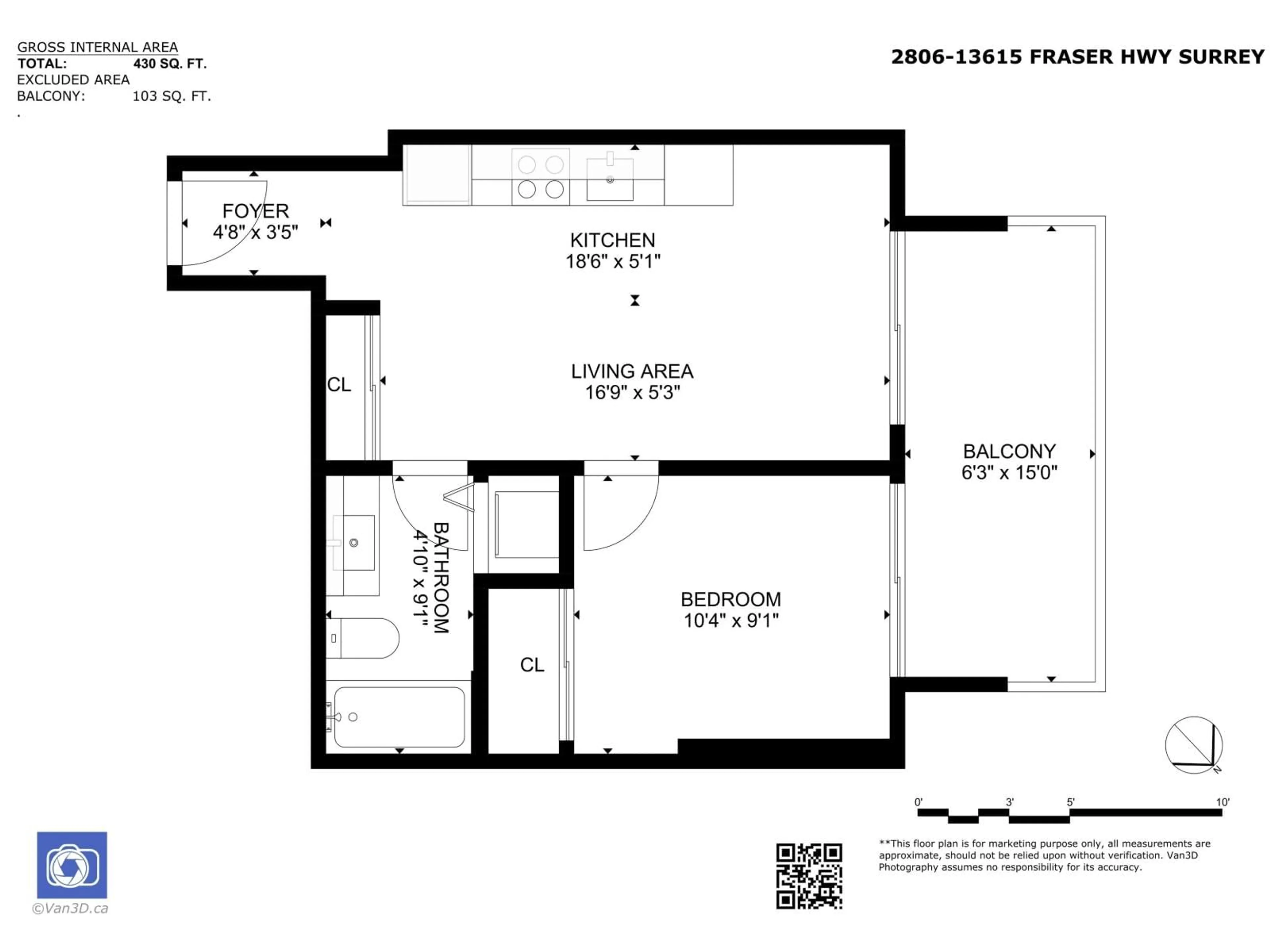 Floor plan for 2806 - 13615 FRASER HIGHWAY, Surrey British Columbia V3T0P7