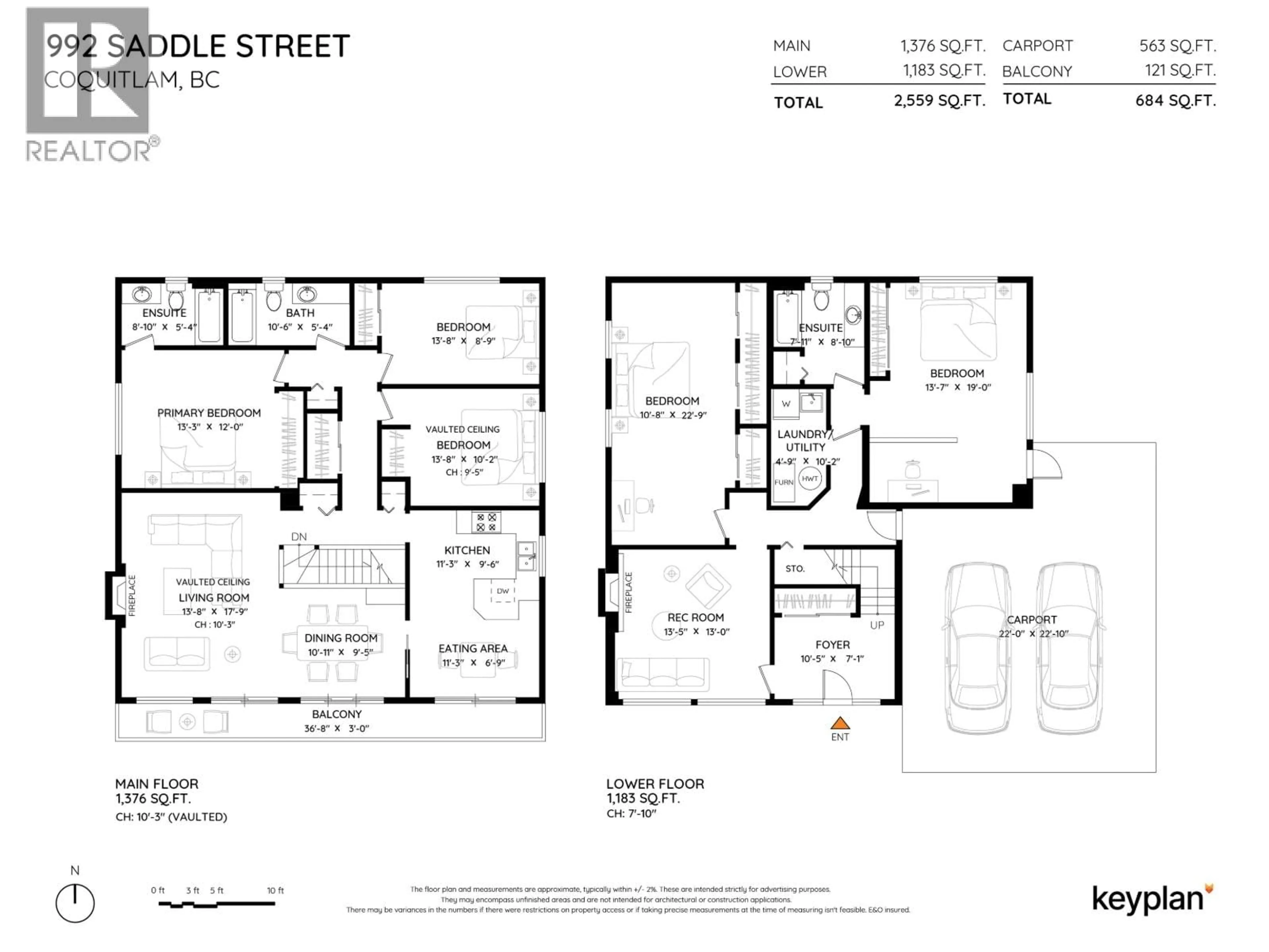 Floor plan for 992 SADDLE STREET, Coquitlam British Columbia V3C3N5