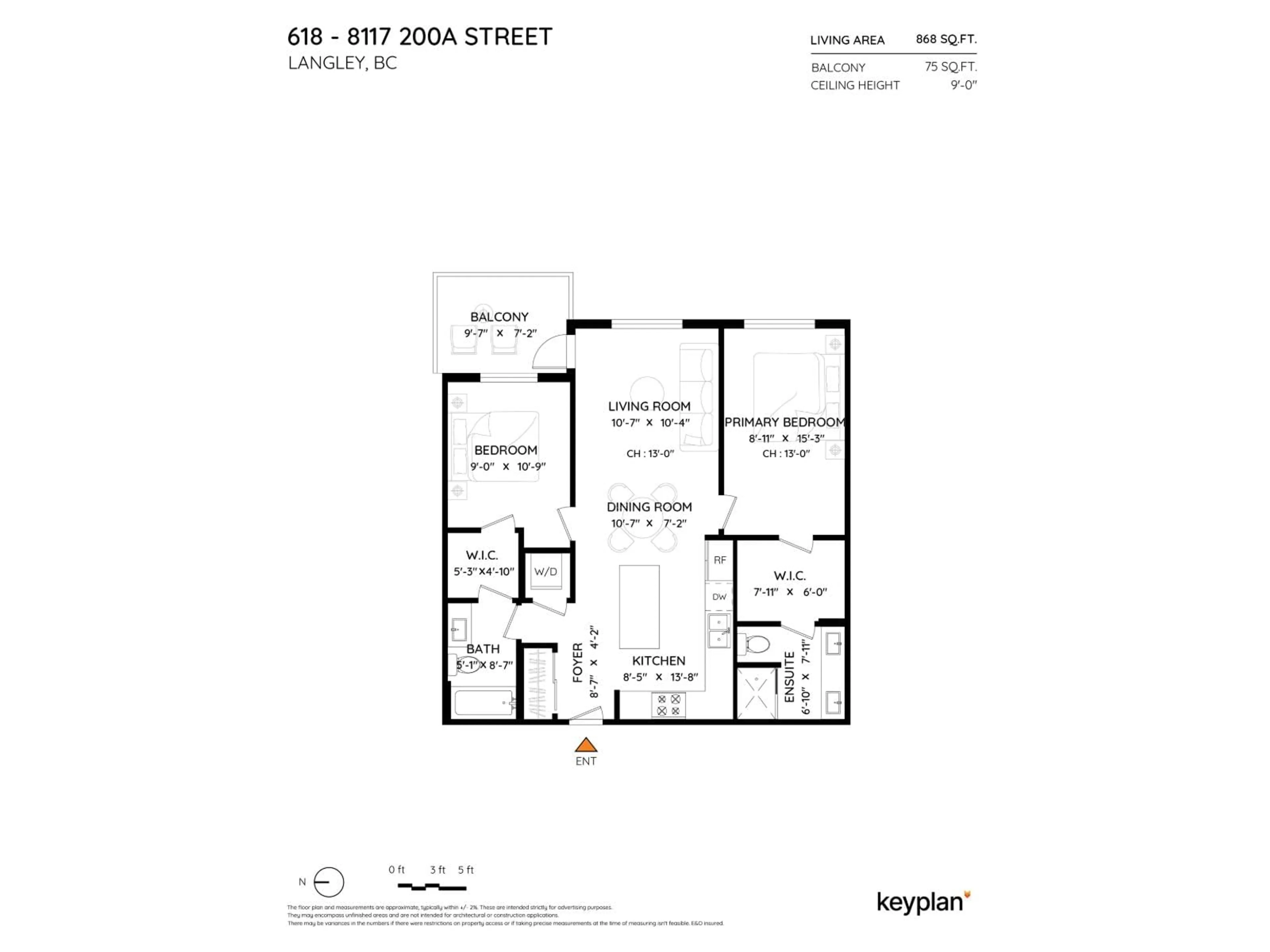 Floor plan for 618 - 8117 200A STREET, Langley British Columbia V2Y3W9