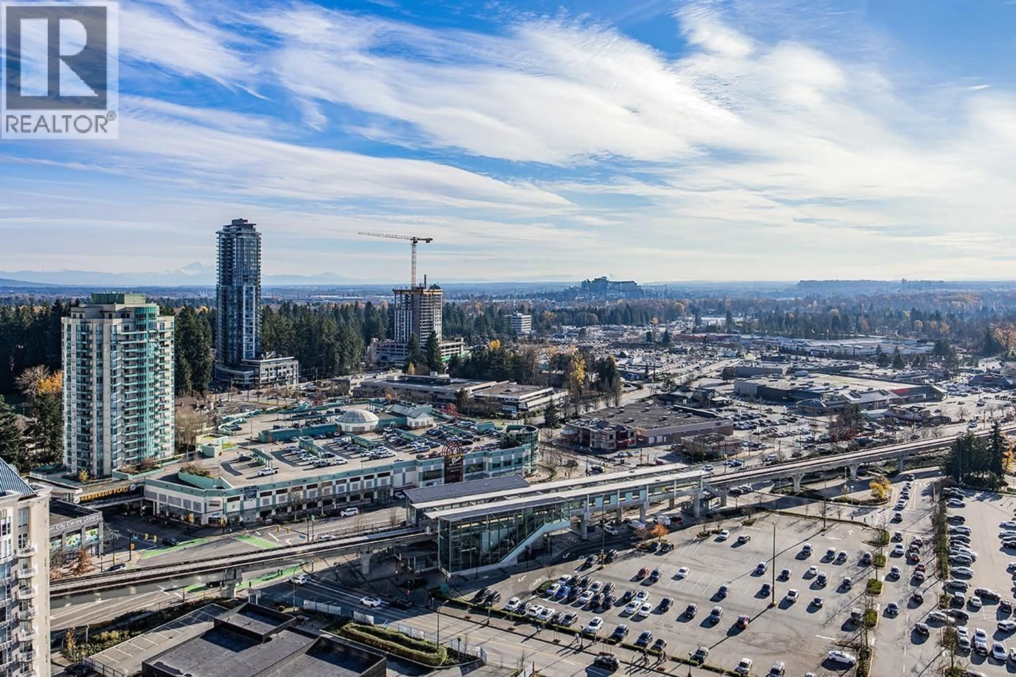 A pic from outside/outdoor area/front of a property/back of a property/a pic from drone, city buildings view from balcony for 2801 - 1155 THE HIGH STREET, Coquitlam British Columbia V3B7W4