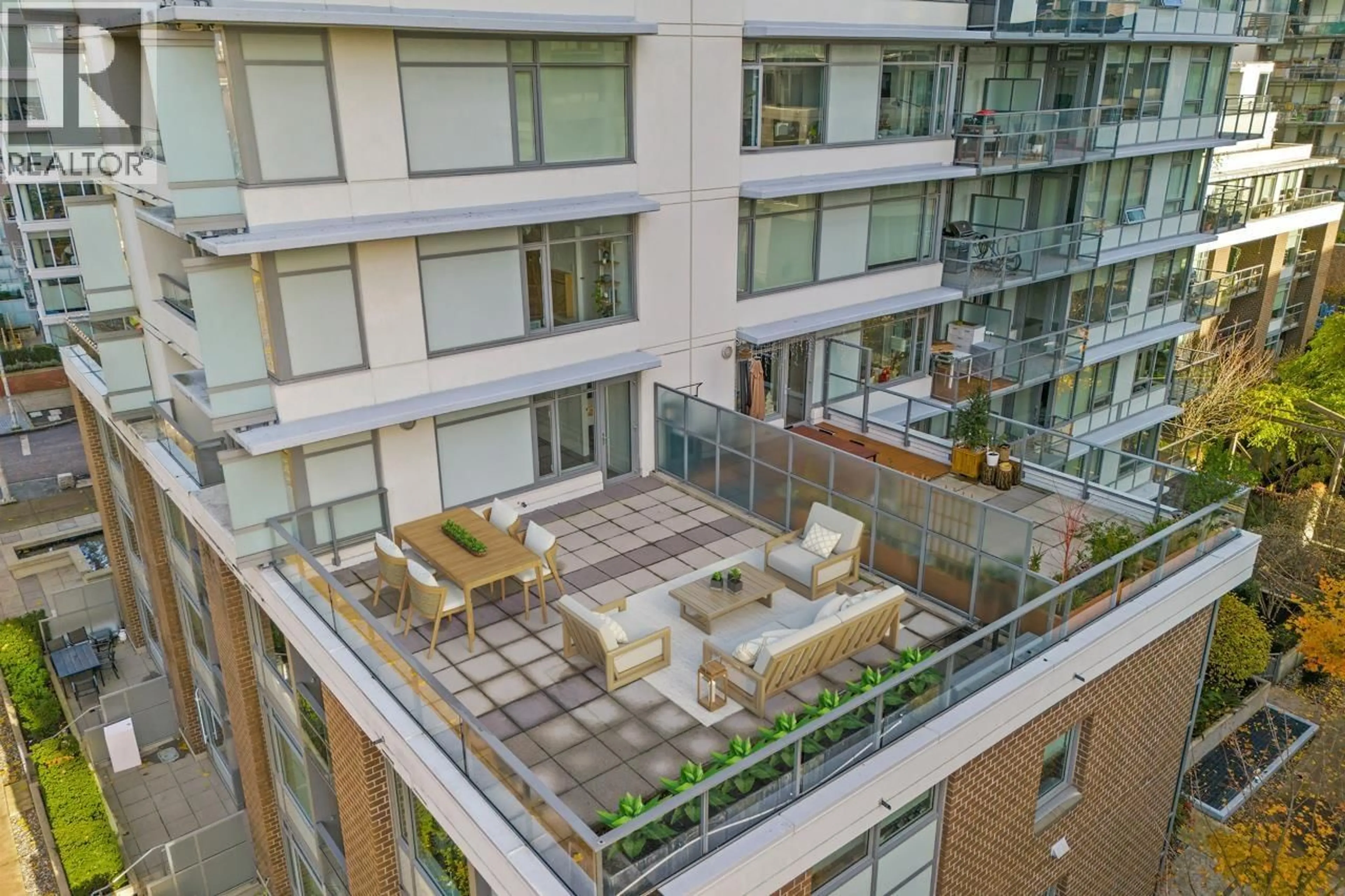 Balcony in the apartment, city buildings view from balcony for 502 - 110 SWITCHMEN STREET, Vancouver British Columbia V6A0C6