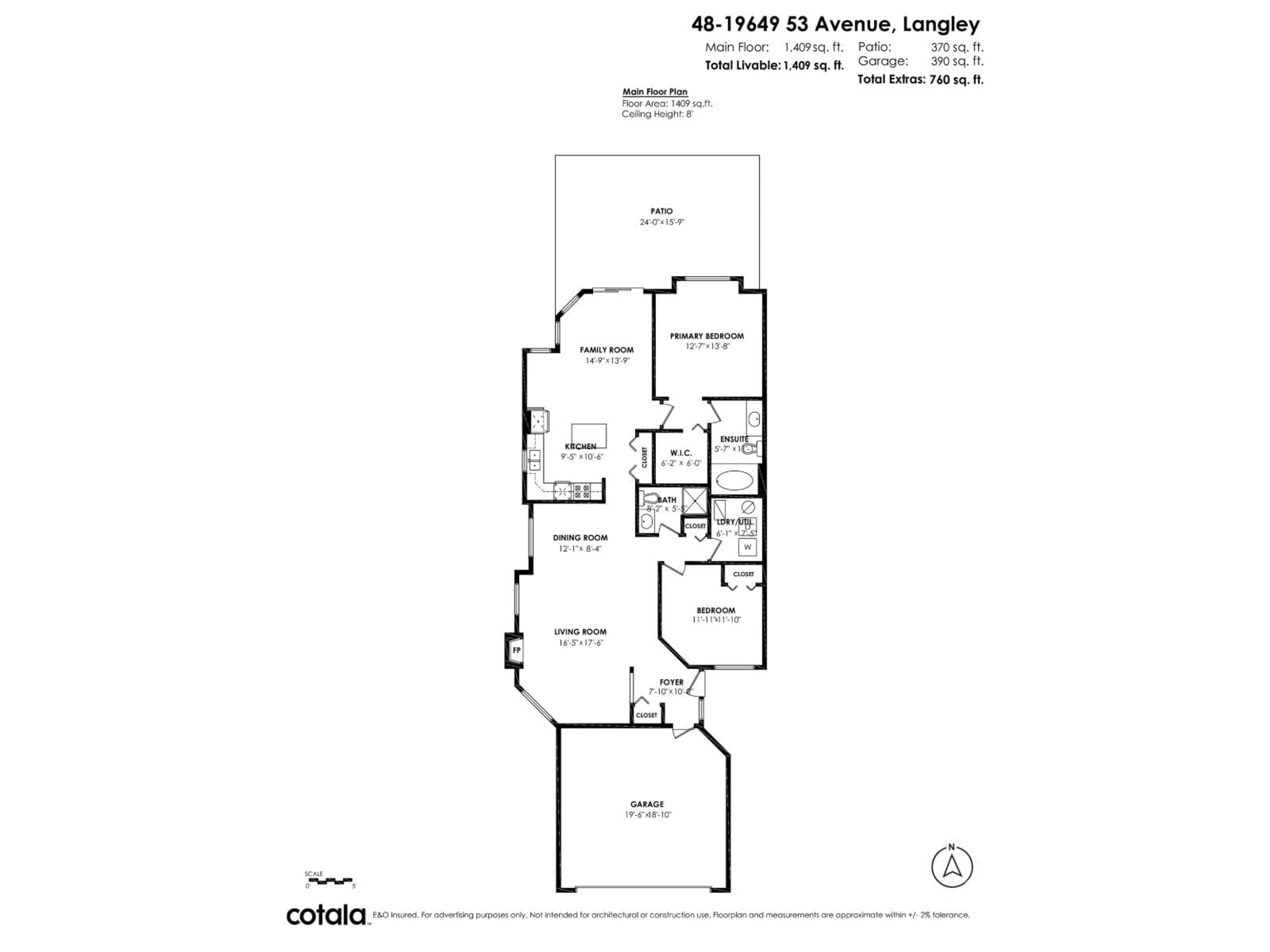 Floor plan for 48 - 19649 53 AVENUE, Langley British Columbia V3A8C5