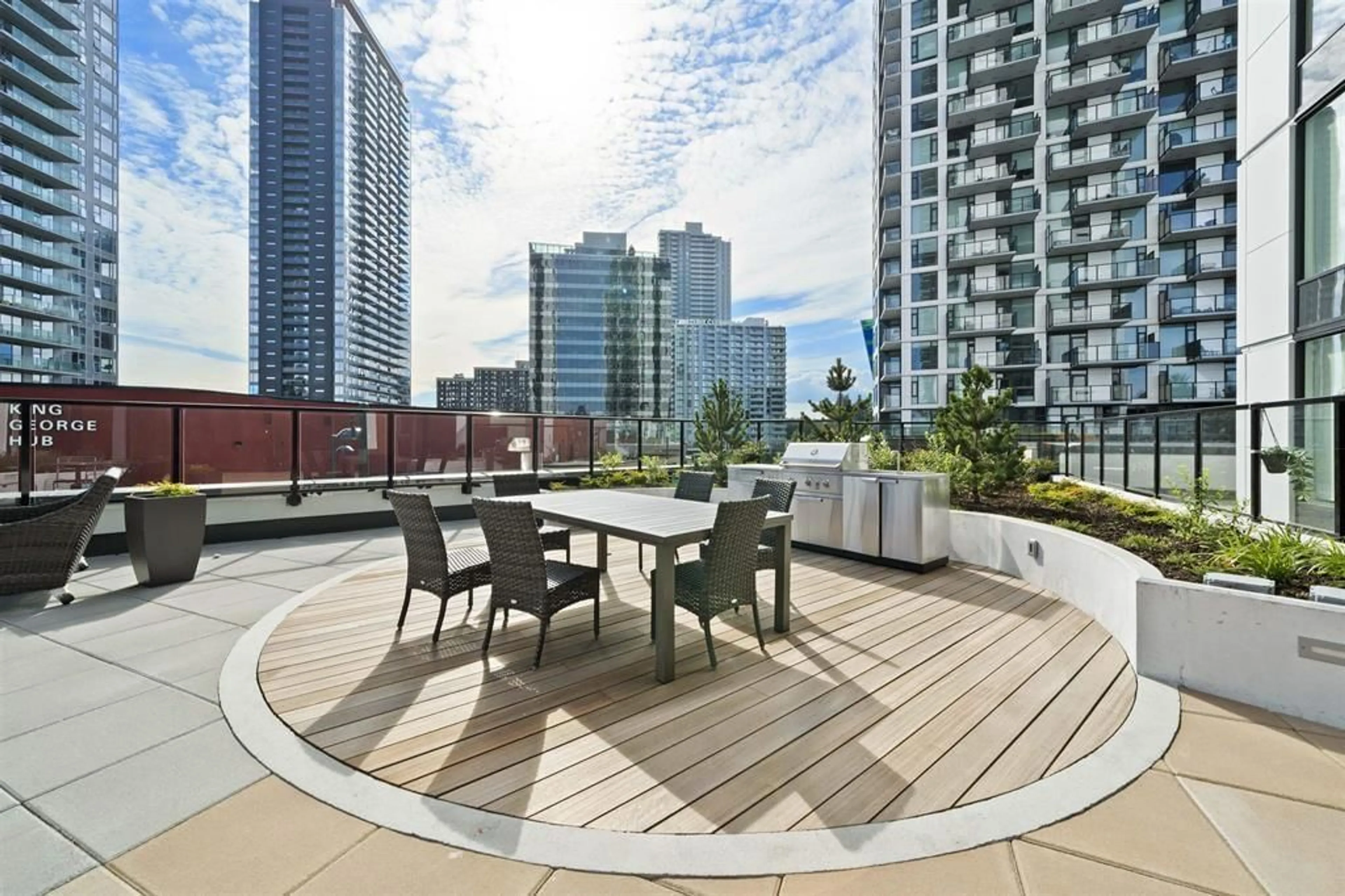 Patio, city buildings view from balcony for 1104 - 13725 GEORGE JUNCTION AVENUE, Surrey British Columbia V3T0V7
