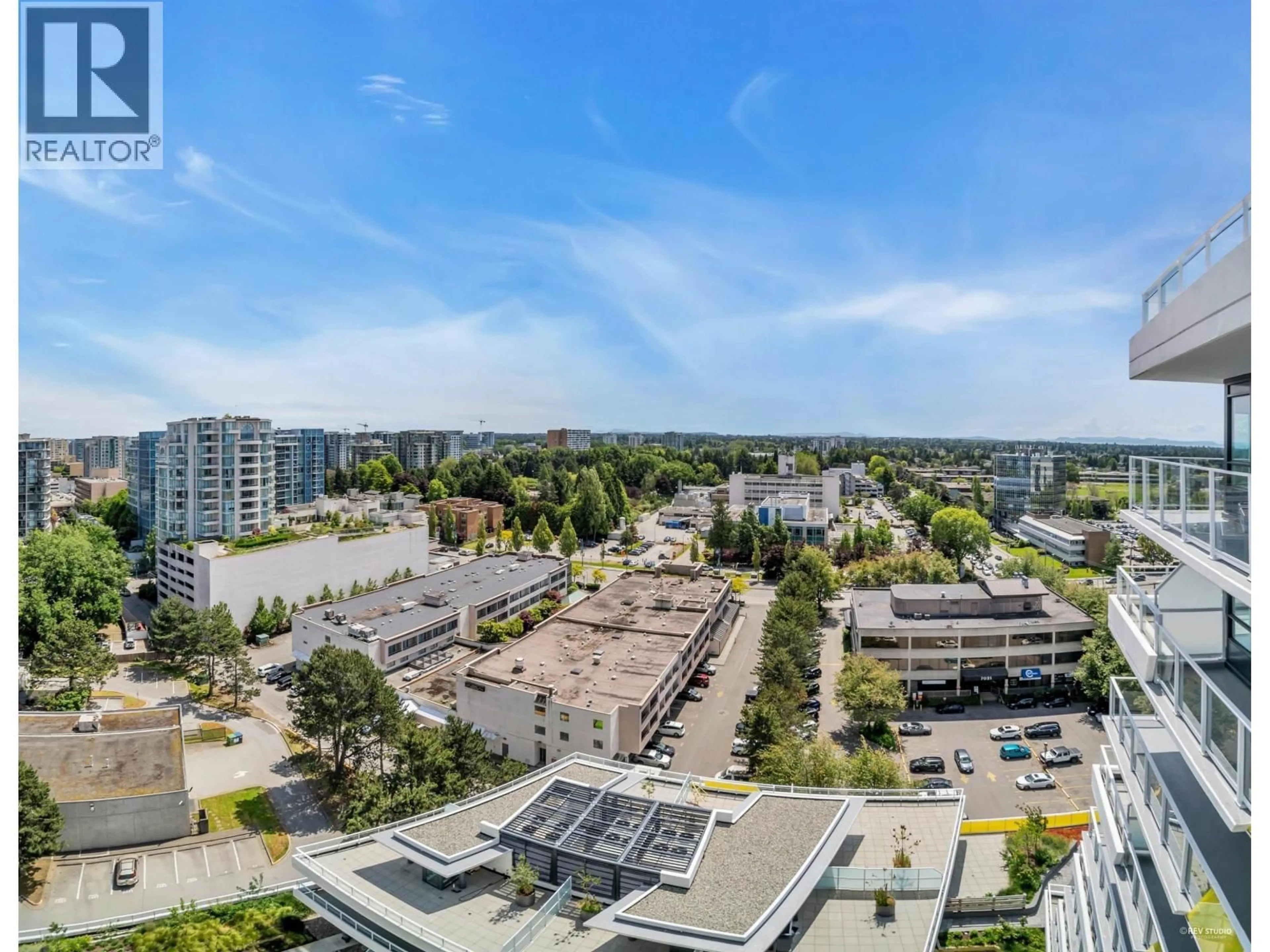 A pic from outside/outdoor area/front of a property/back of a property/a pic from drone, city buildings view from balcony for 1807 - 5788 GILBERT ROAD, Richmond British Columbia V6X1B7