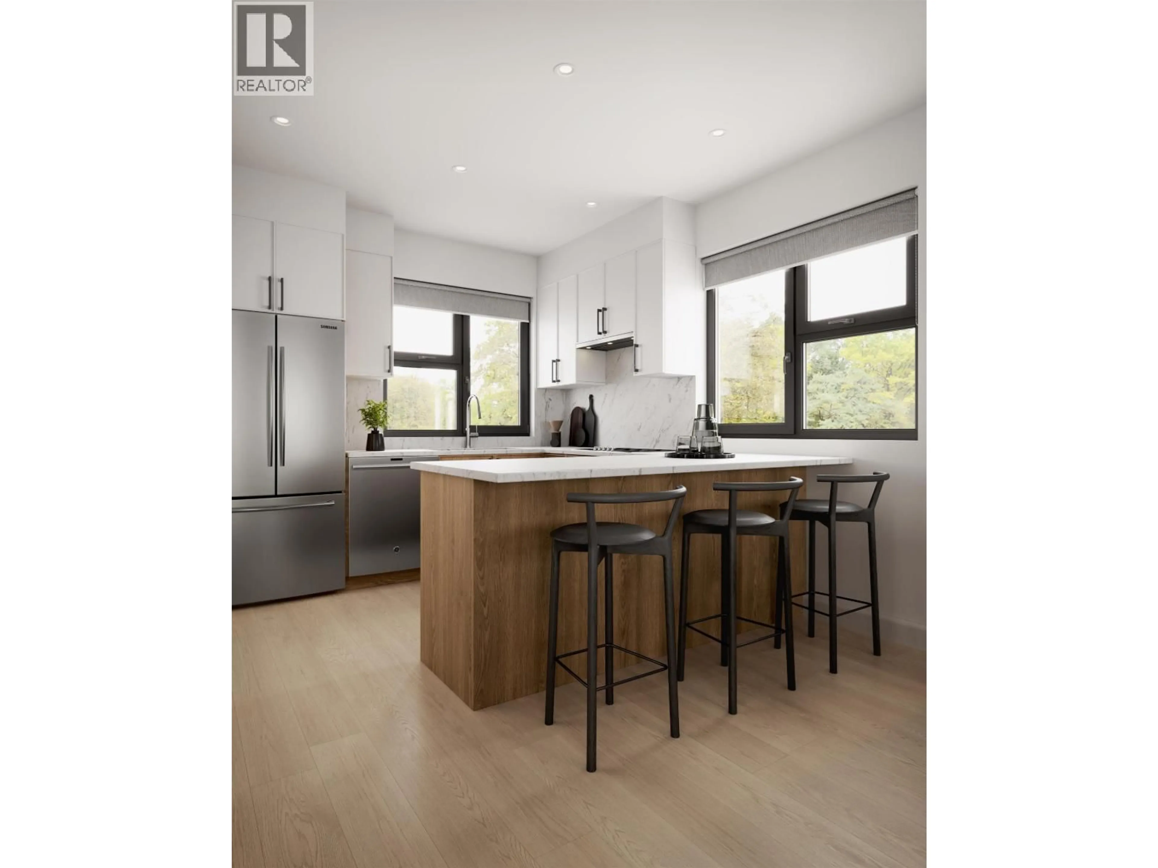 Open concept kitchen, wood/laminate floor for 103 - 586 THOMPSON AVENUE, Coquitlam British Columbia V0V0V0