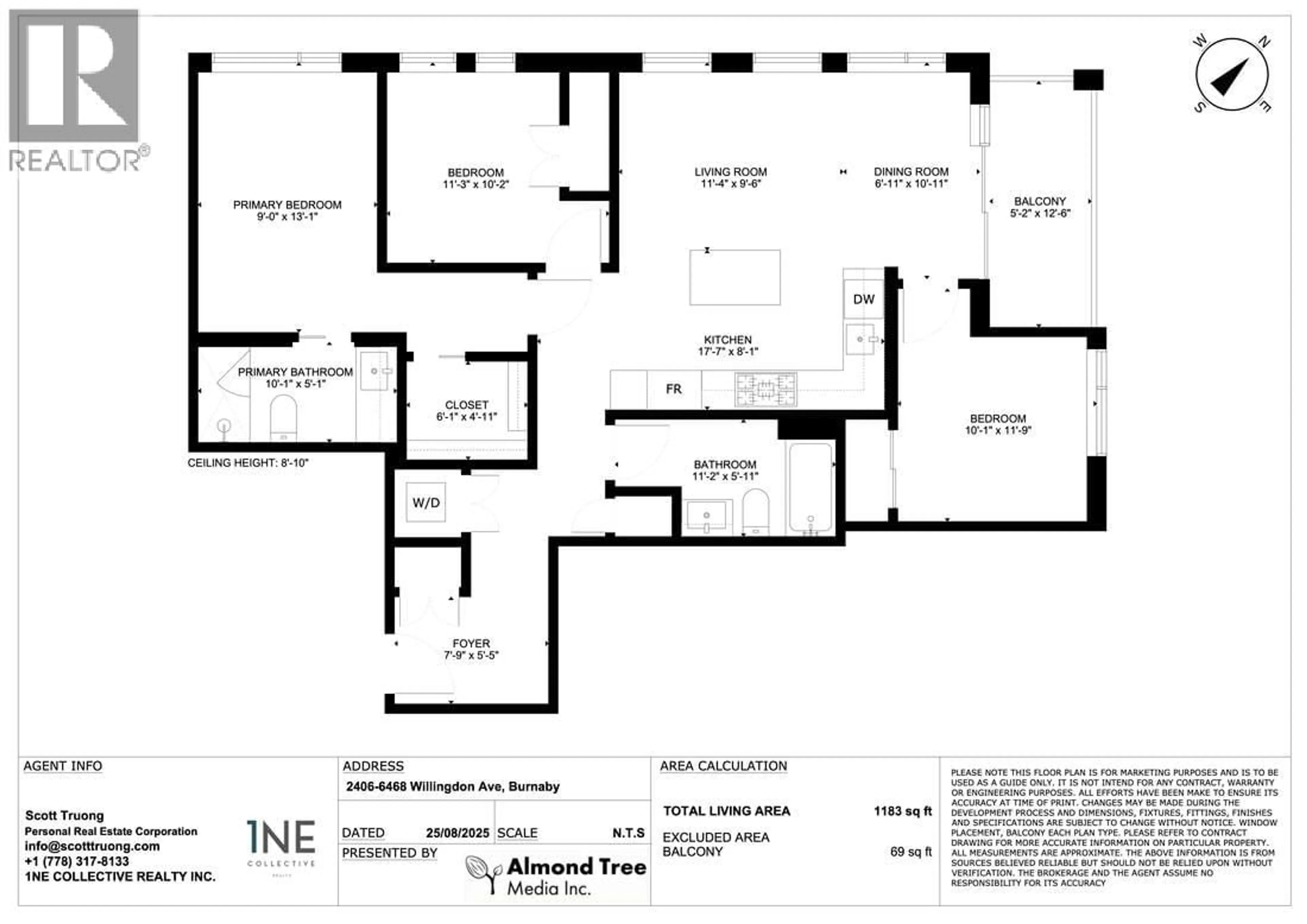 Floor plan for 2406 - 6468 WILLINGDON AVENUE, Burnaby British Columbia V5H0L3