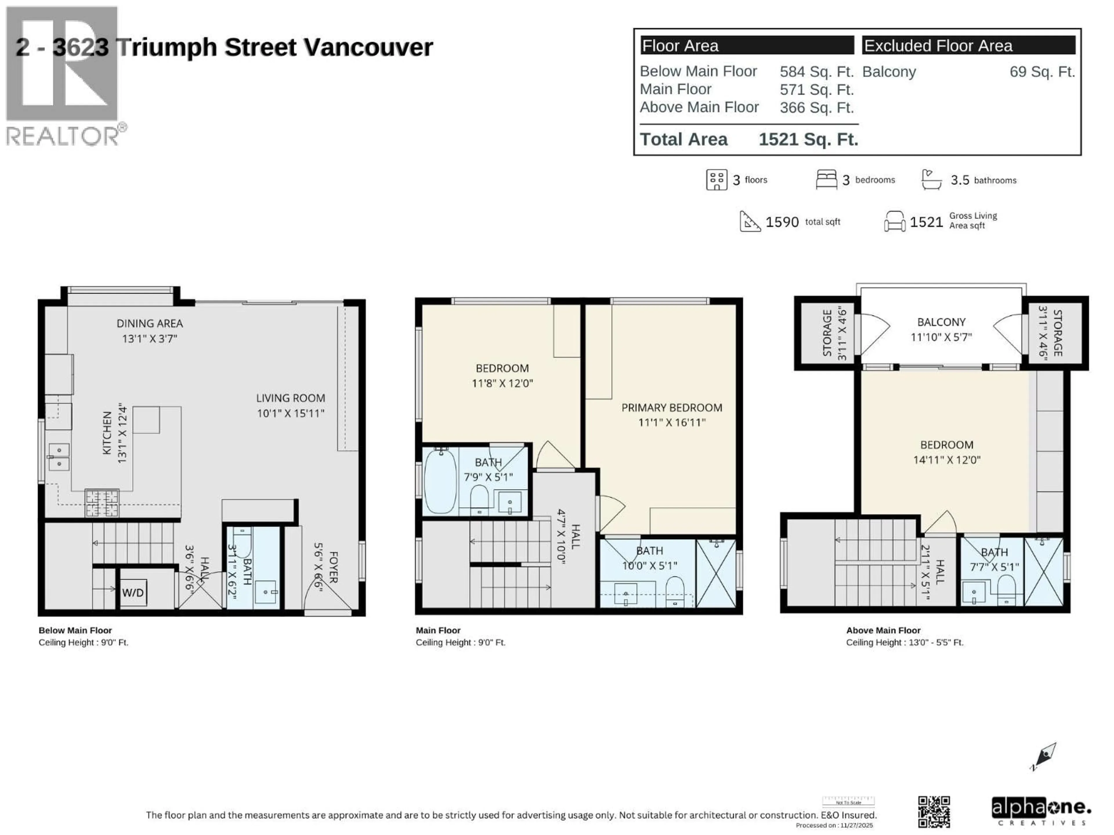 Floor plan for 2 - 3623 TRIUMPH STREET, Vancouver British Columbia V5K1V4