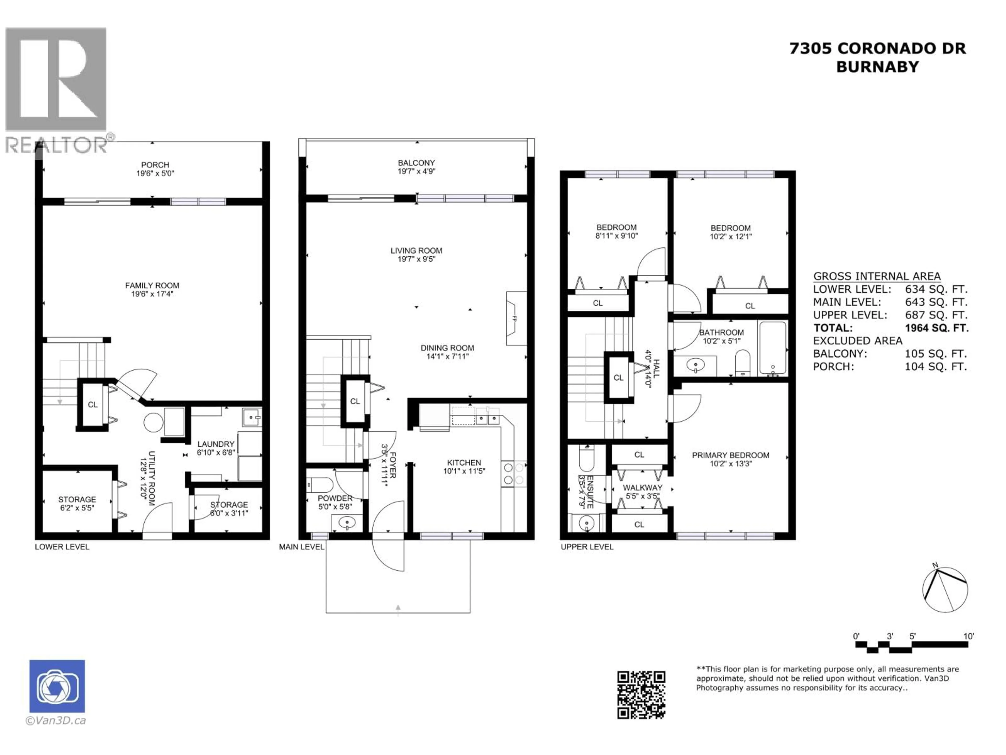 Floor plan for 7305 CORONADO DRIVE, Burnaby British Columbia V5A1P9