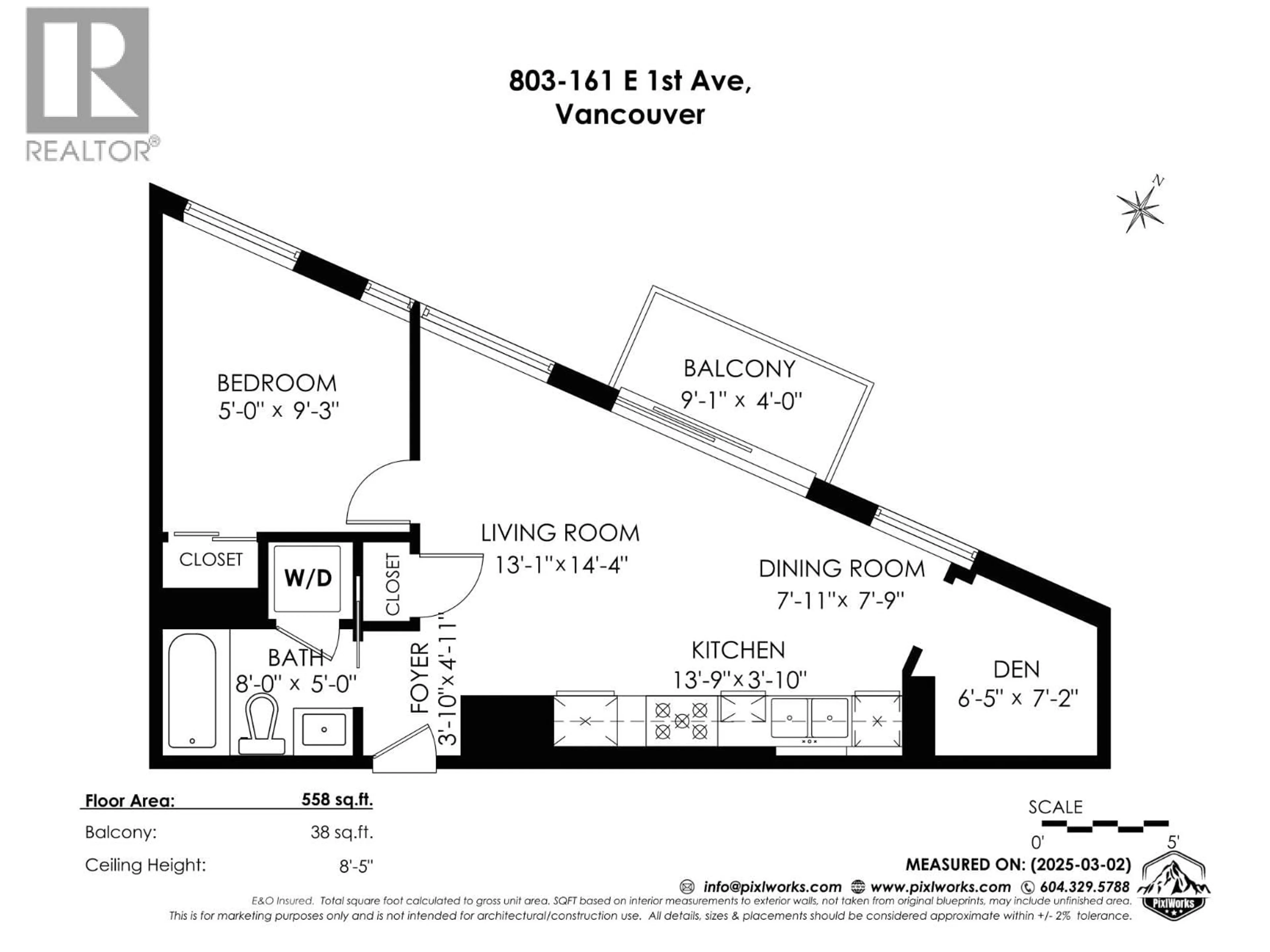 Floor plan for 803 - 161 1ST AVENUE, Vancouver British Columbia V6A0G1
