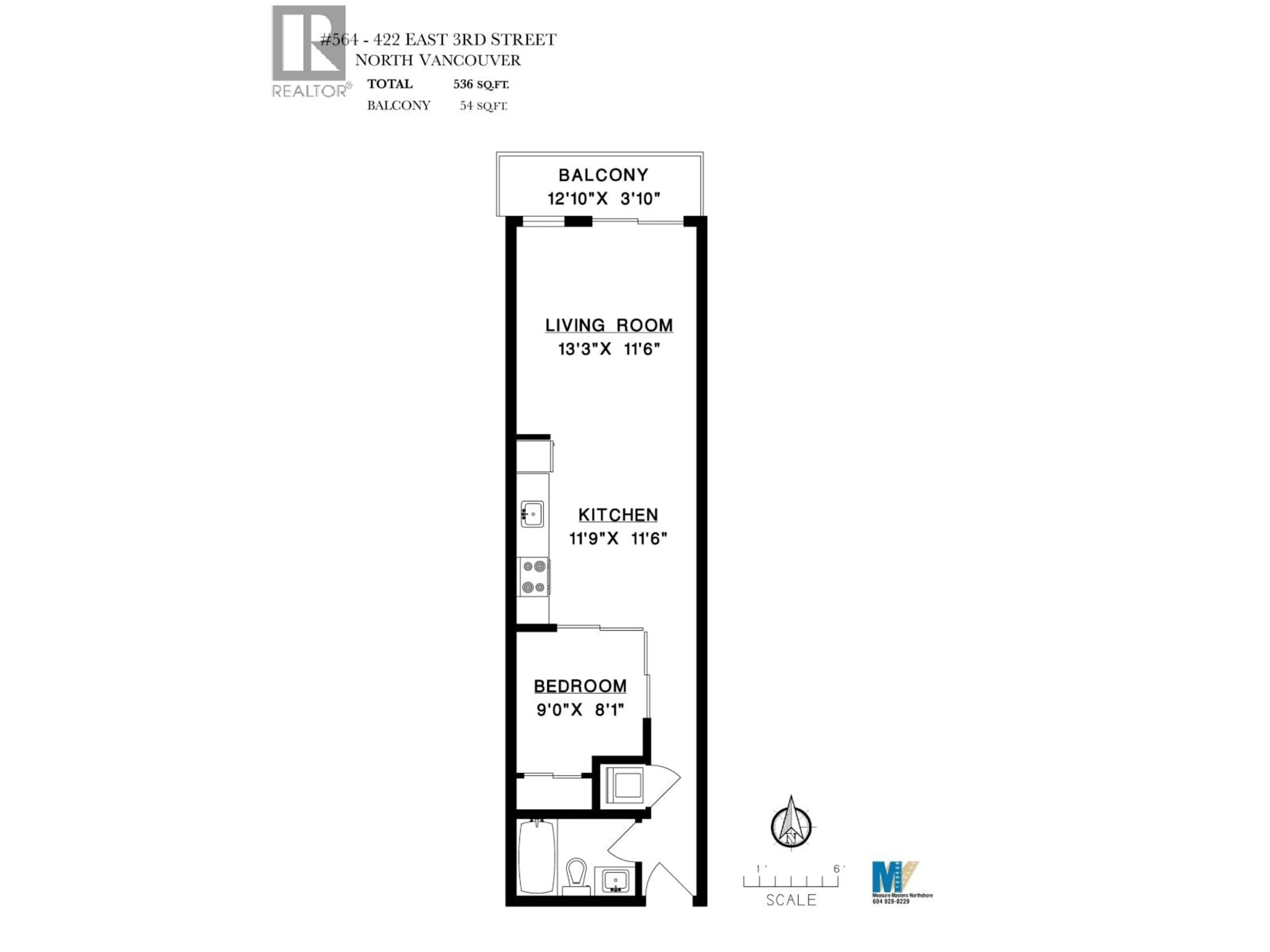 Floor plan for 564 - 422 3RD STREET, North Vancouver British Columbia V7L0K1