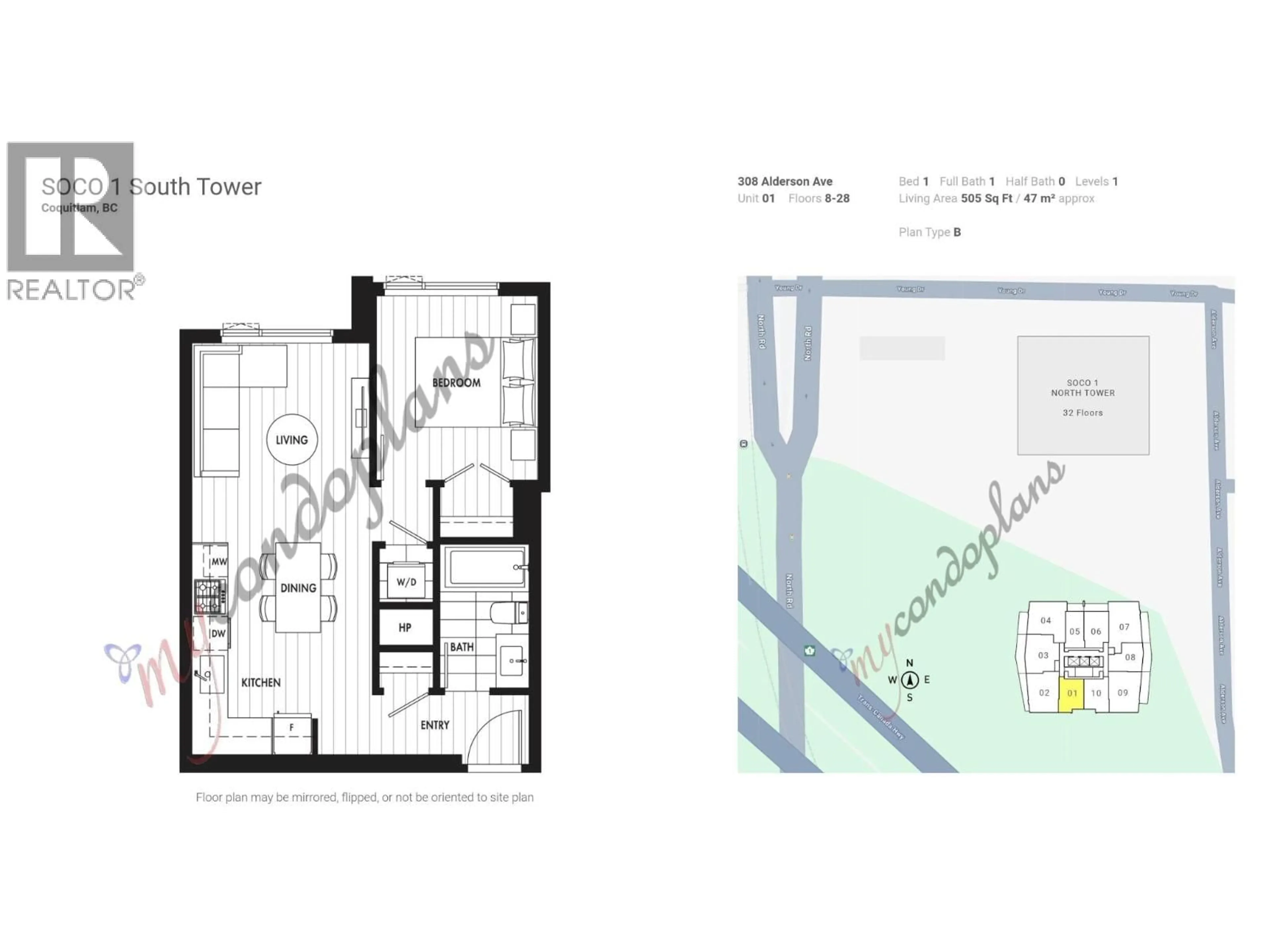 Floor plan for 2101 - 308 ALDERSON AVENUE, Coquitlam British Columbia V3K0J2