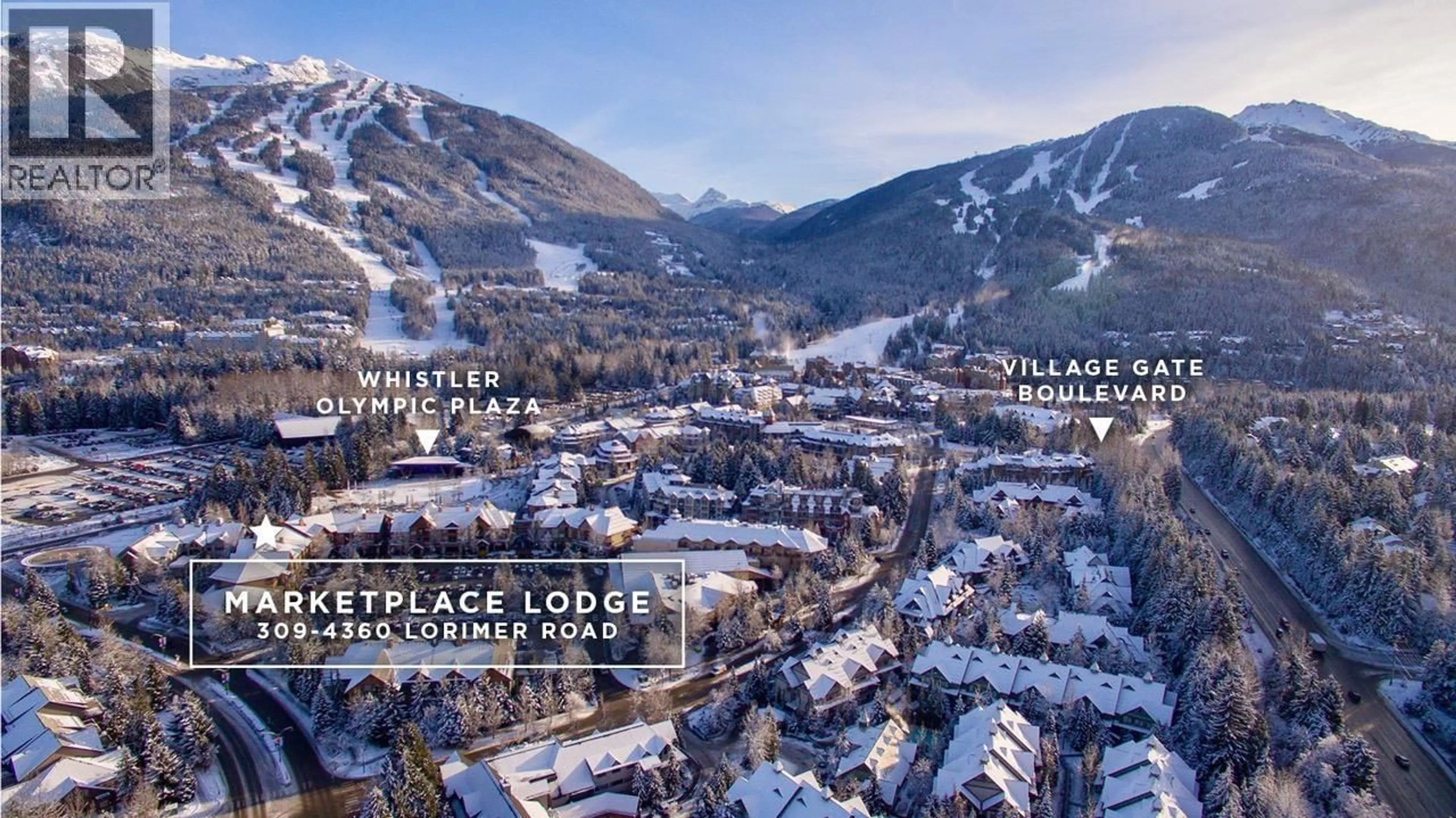A pic from outside/outdoor area/front of a property/back of a property/a pic from drone, mountain view for 309 - 4360 LORIMER ROAD, Whistler British Columbia V8E1A5