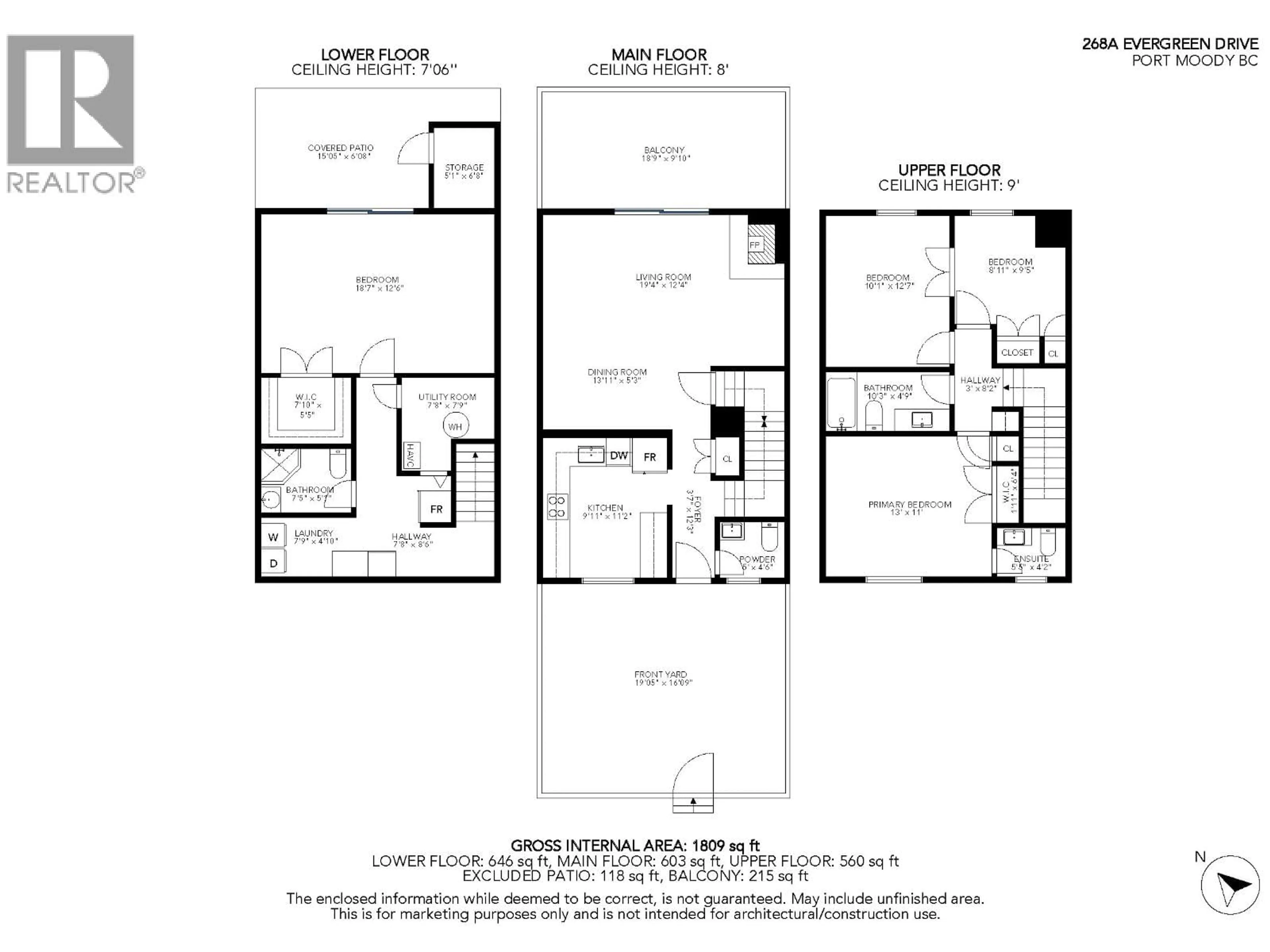 Floor plan for 268A EVERGREEN DRIVE, Port Moody British Columbia V3H1S2