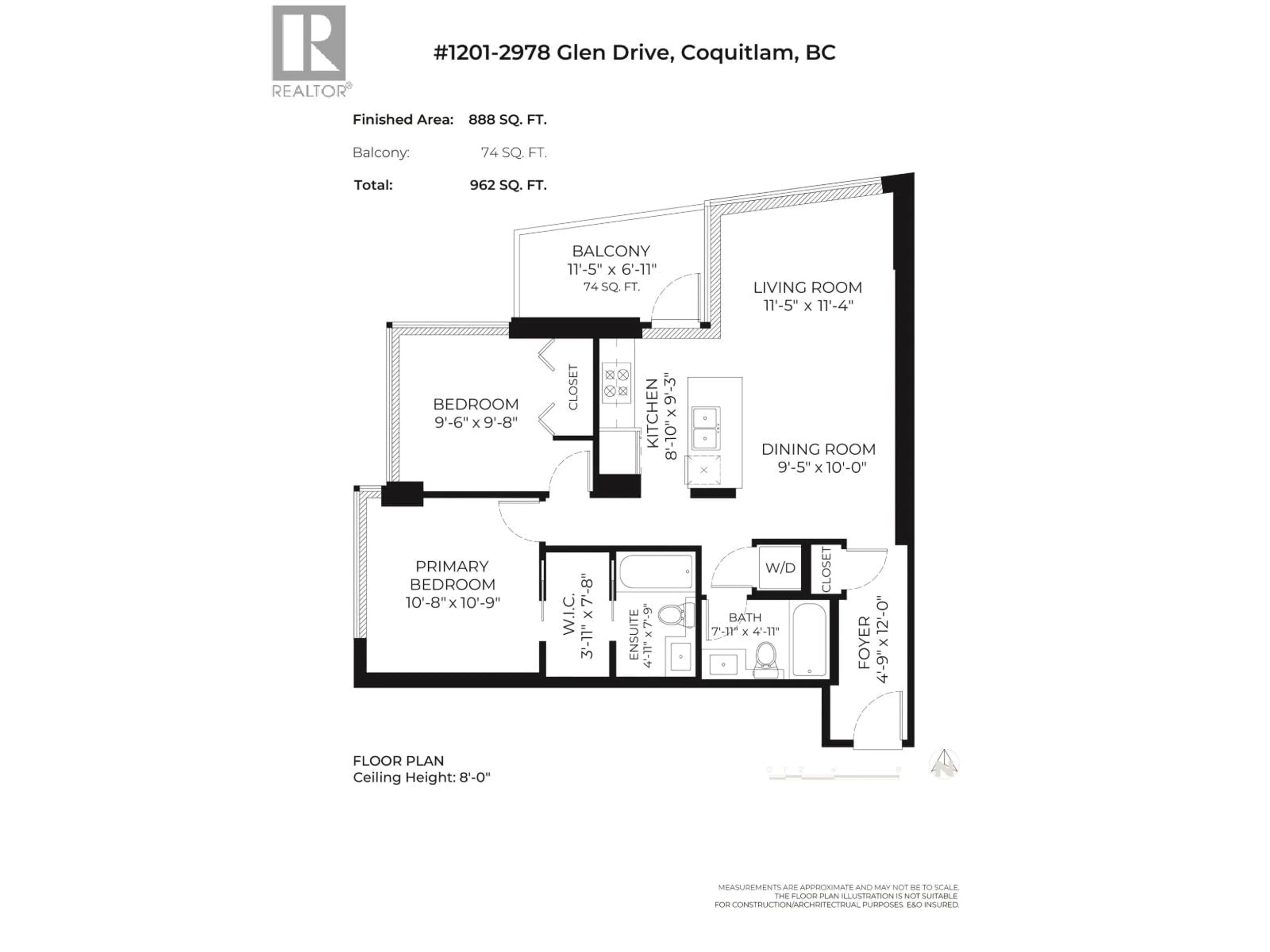 Floor plan for 1201 - 2978 GLEN DRIVE, Coquitlam British Columbia V3B0C3