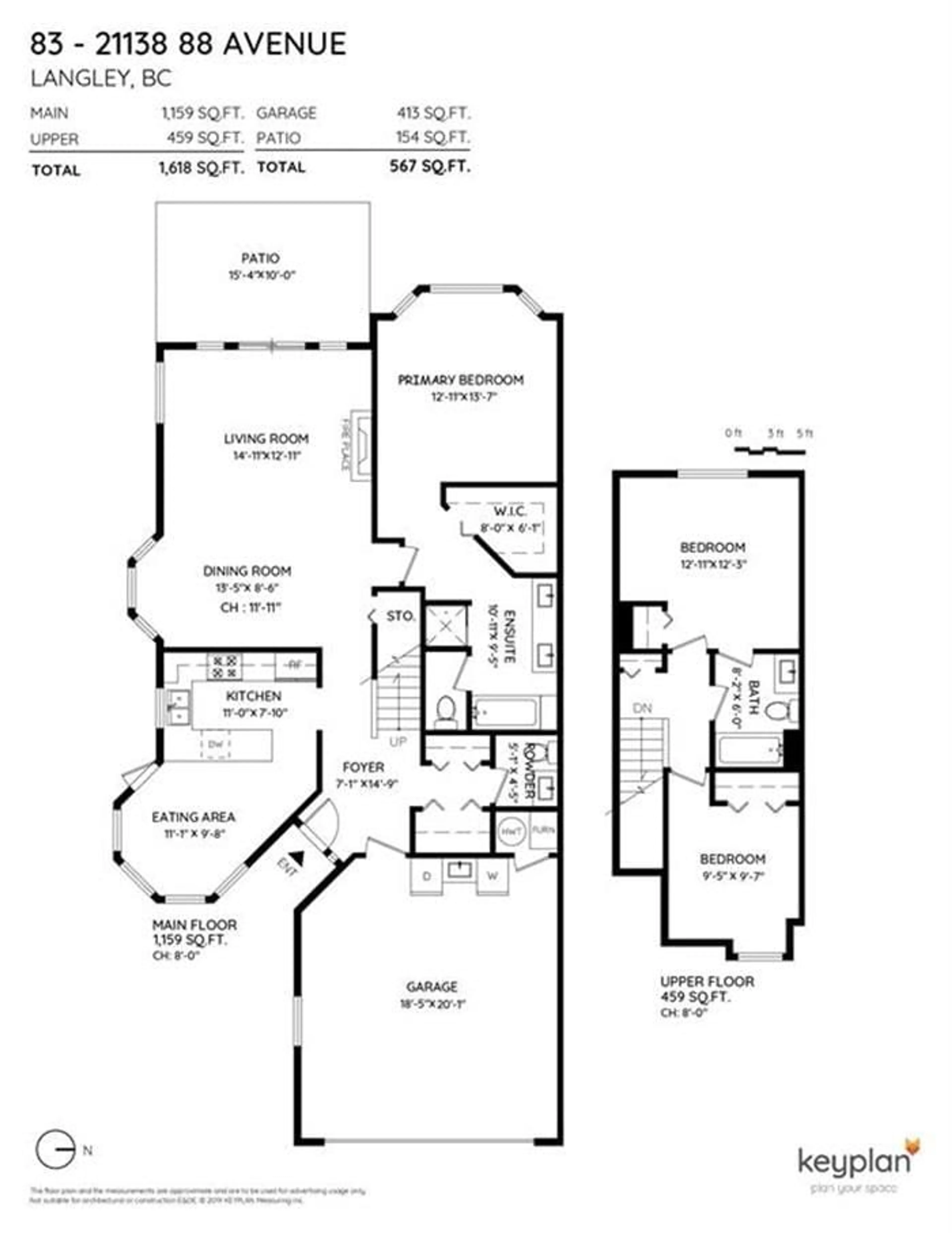 Floor plan for 83 - 21138 88 AVENUE, Langley British Columbia V1M2G7