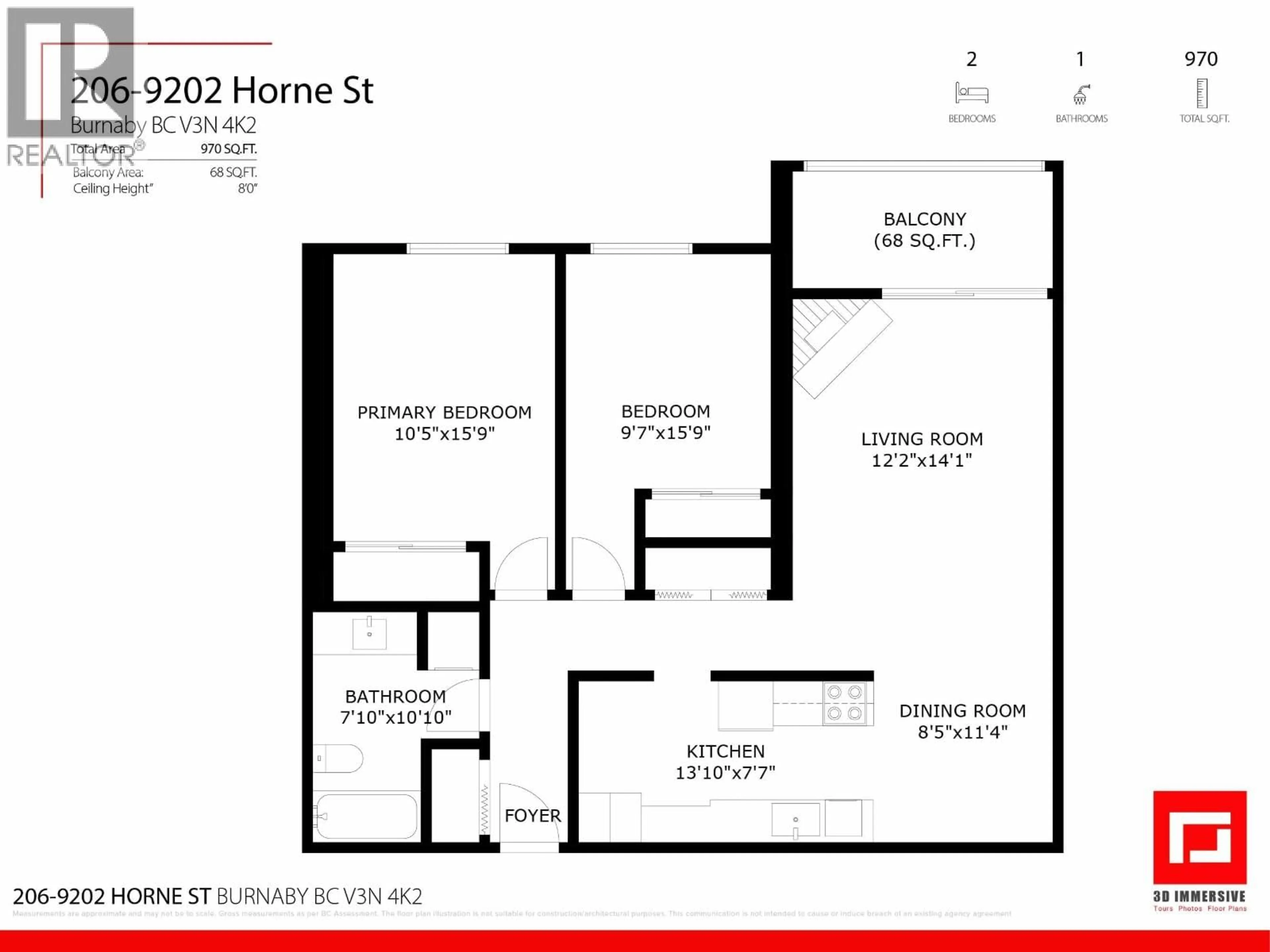 Floor plan for 206 - 9202 HORNE STREET, Burnaby British Columbia V3N4K2
