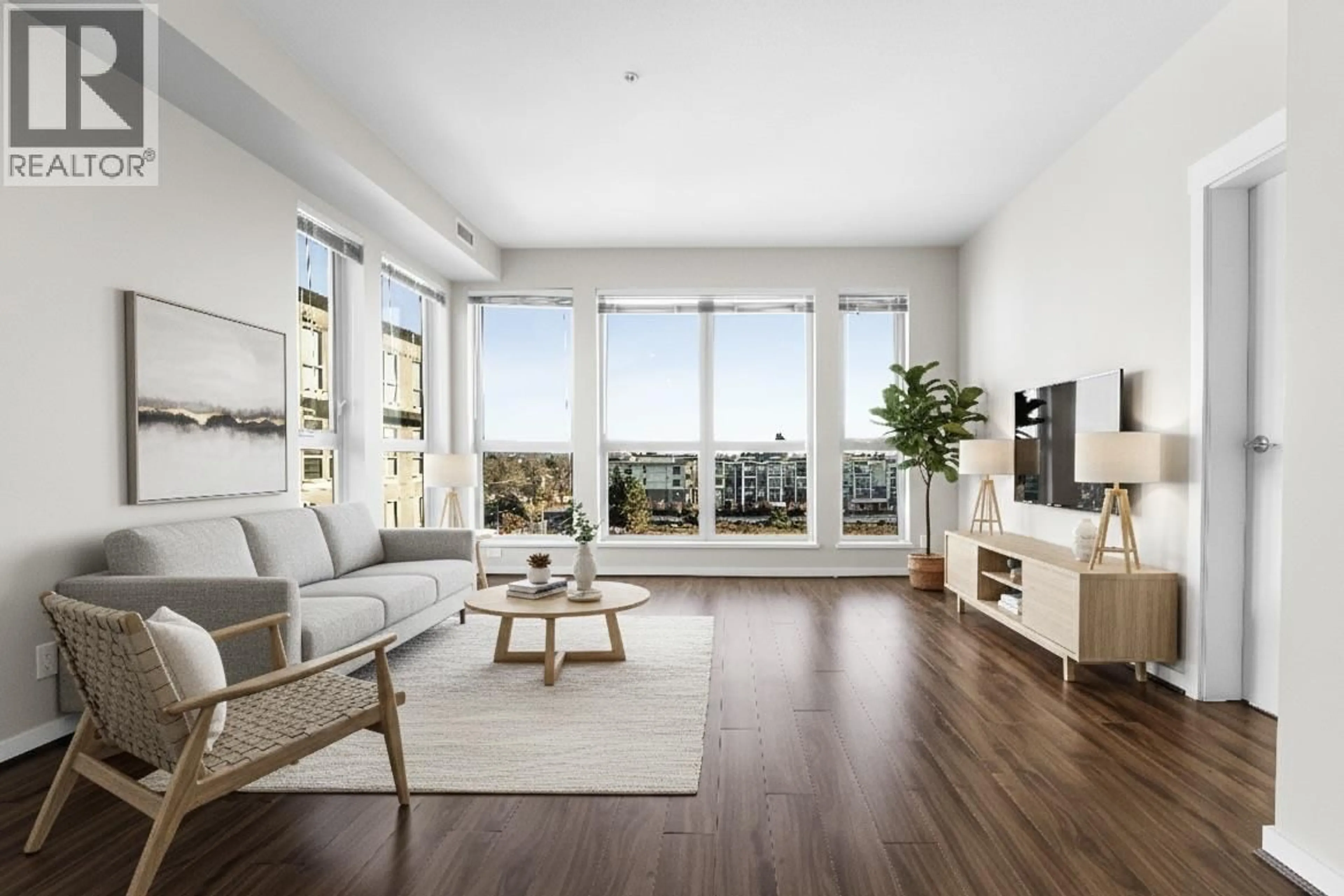 Living room with furniture, wood/laminate floor for 672 - 4099 STOLBERG STREET, Richmond British Columbia V6X0J4