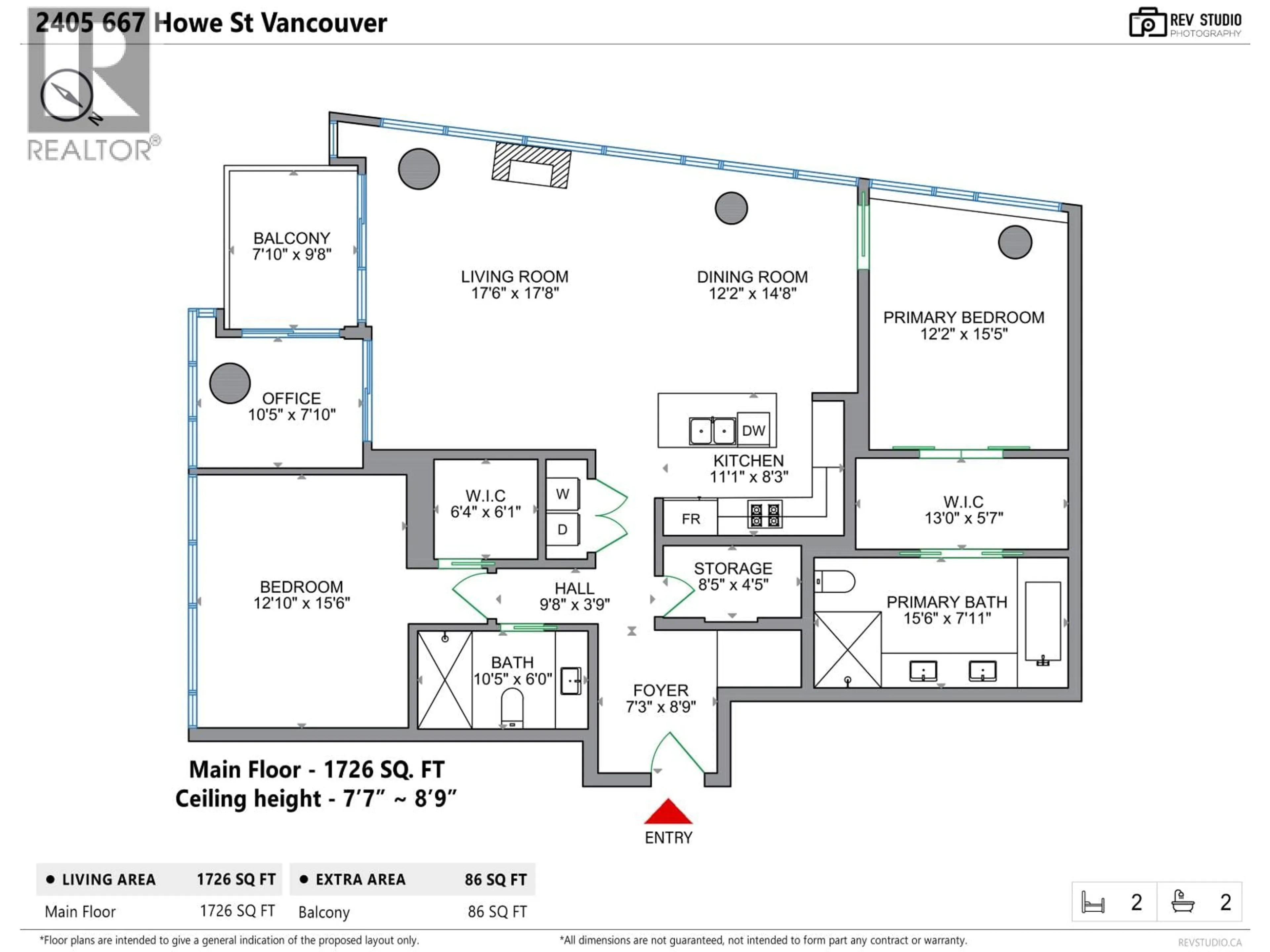 Floor plan for 2405 - 667 HOWE STREET, Vancouver British Columbia V6C0B5