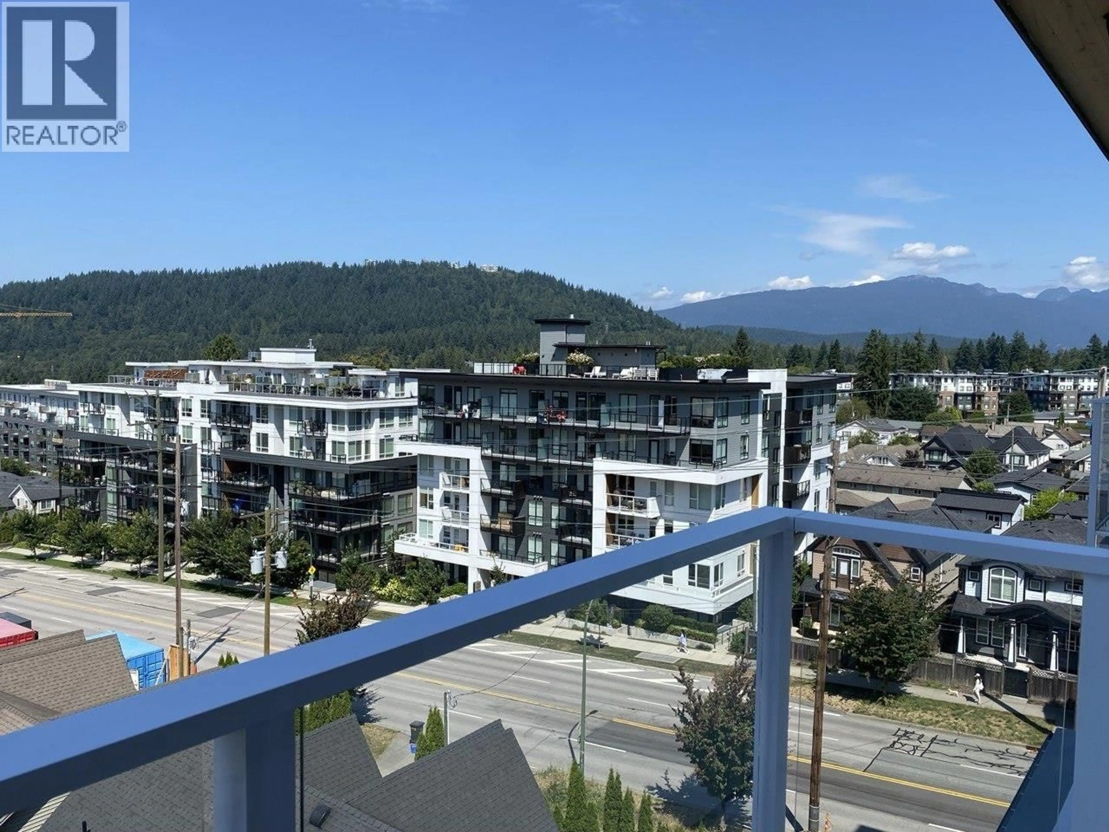 Balcony in the apartment, city buildings view from balcony for 603 - 723 GROVER AVENUE, Coquitlam British Columbia V3J0L9