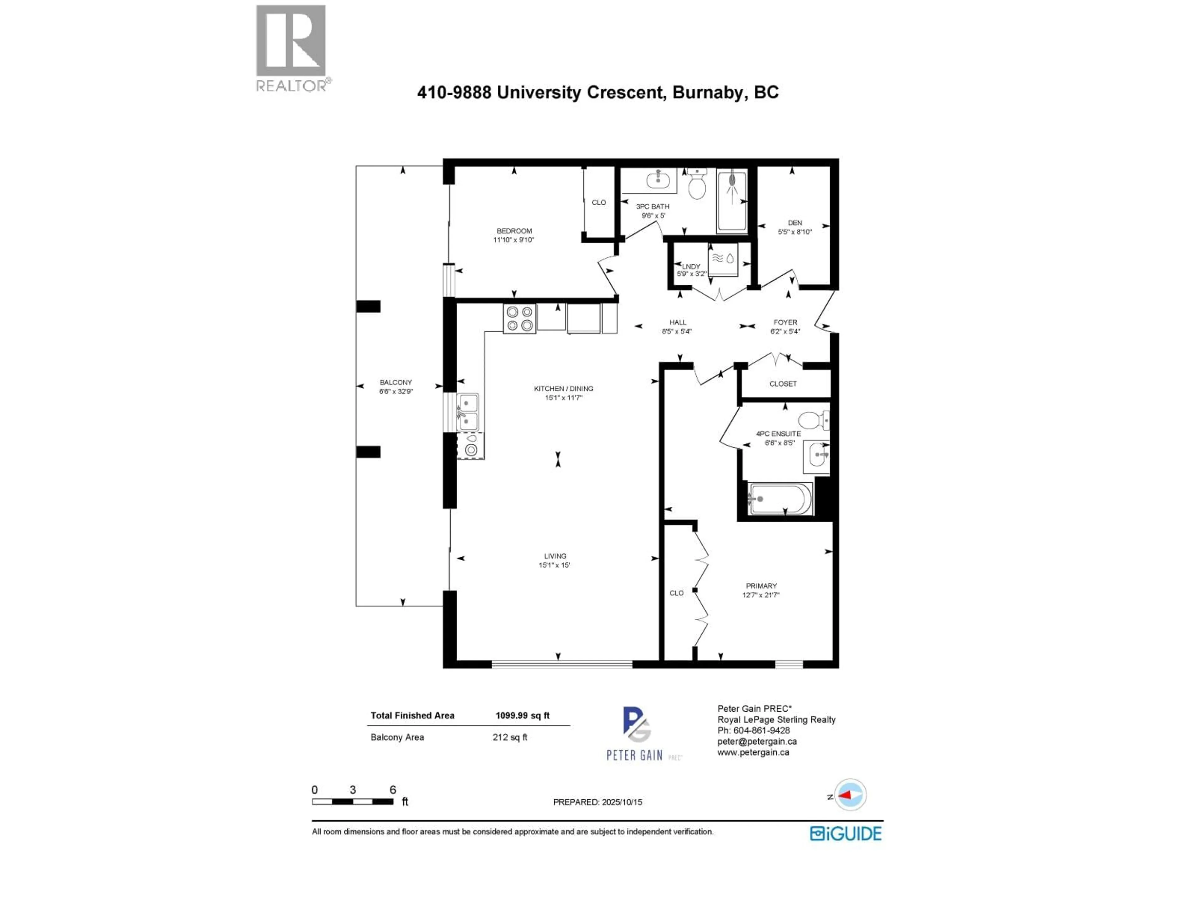 Floor plan for 410 - 9888 UNIVERSITY CRESCENT, Burnaby British Columbia V5A0G4