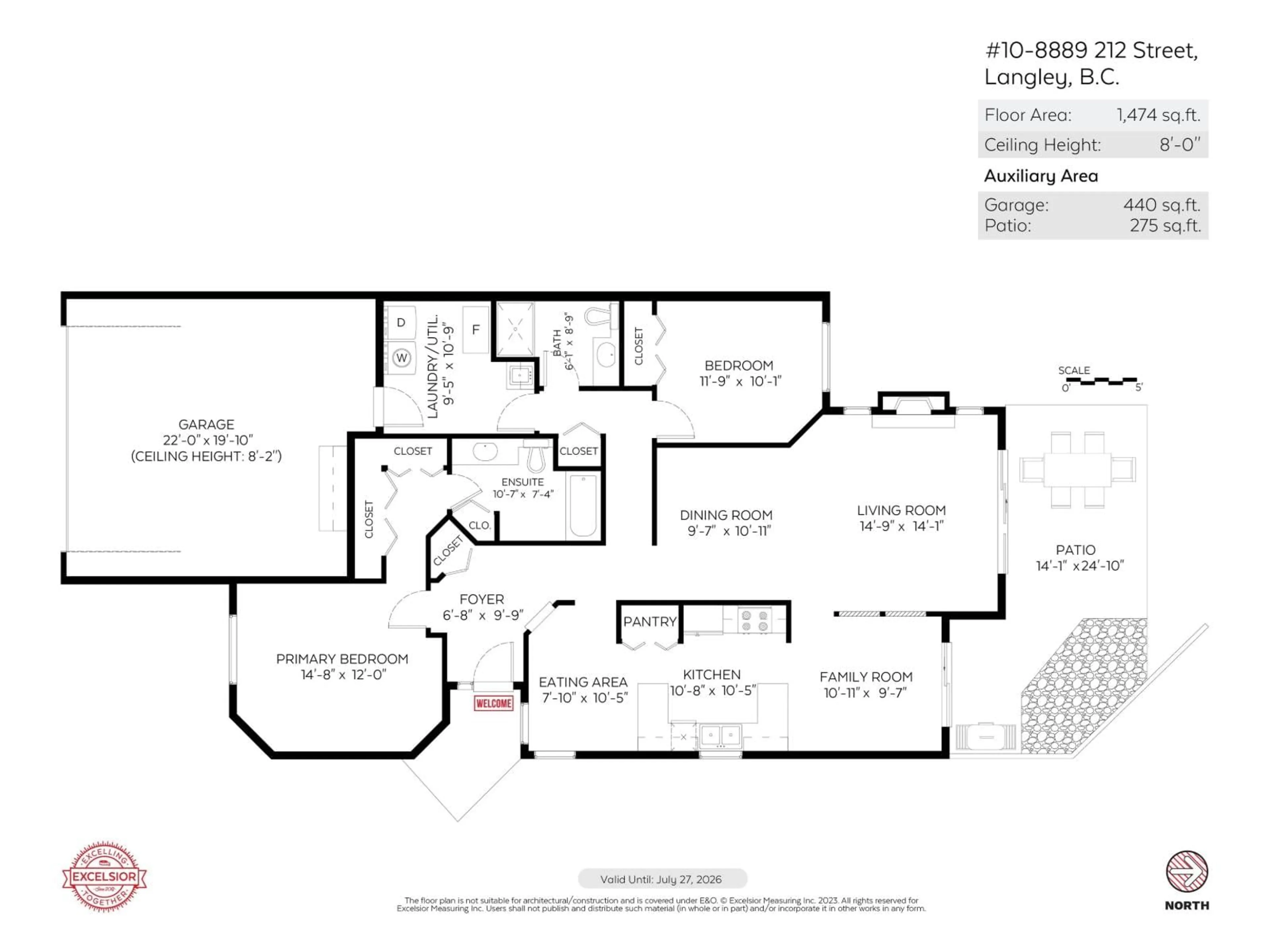 Floor plan for 10 - 8889 212 STREET, Langley British Columbia V1M2E8