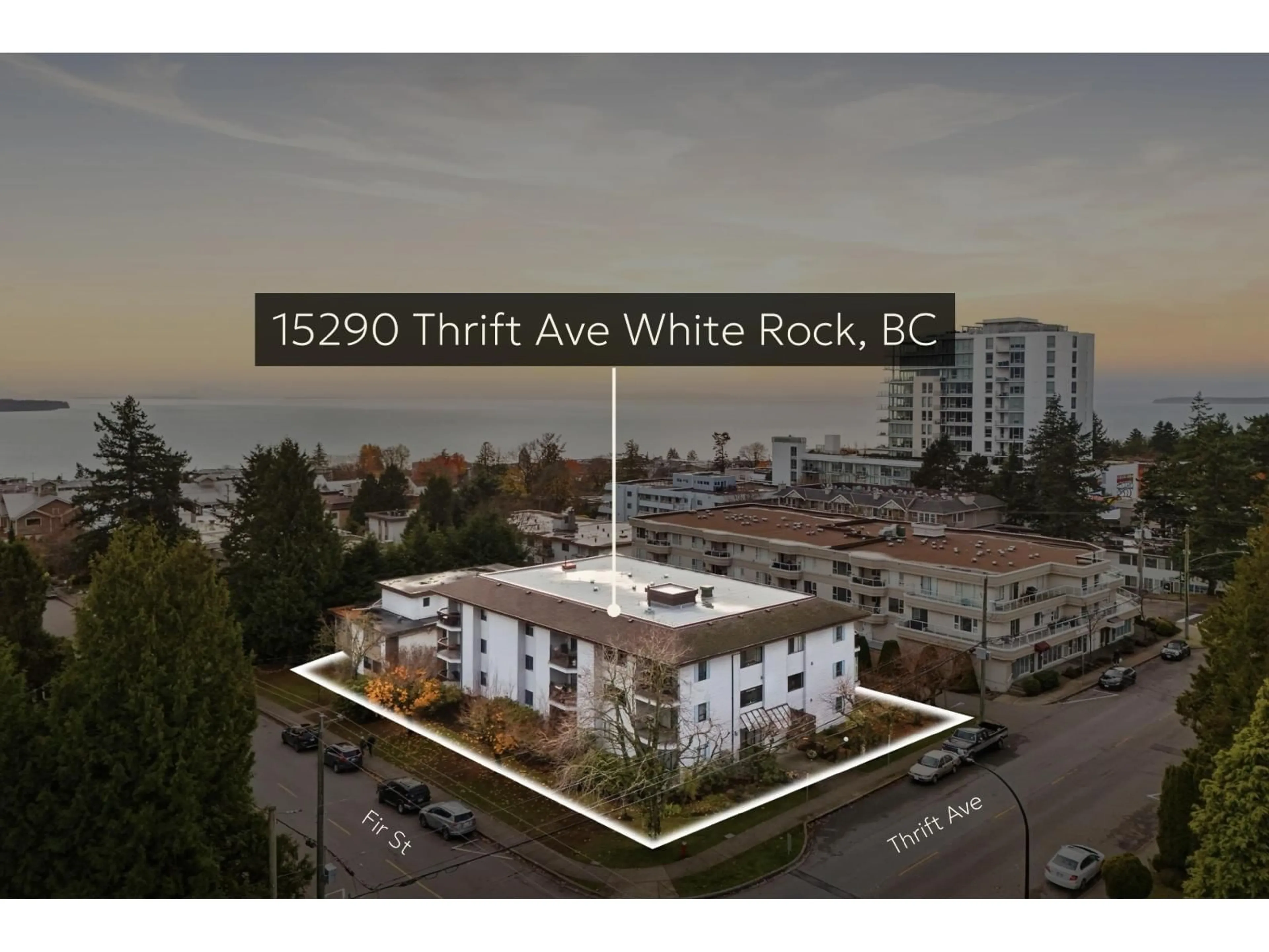 A pic from outside/outdoor area/front of a property/back of a property/a pic from drone, street for 104 - 15290 THRIFT AVENUE, White Rock British Columbia V4B2L8