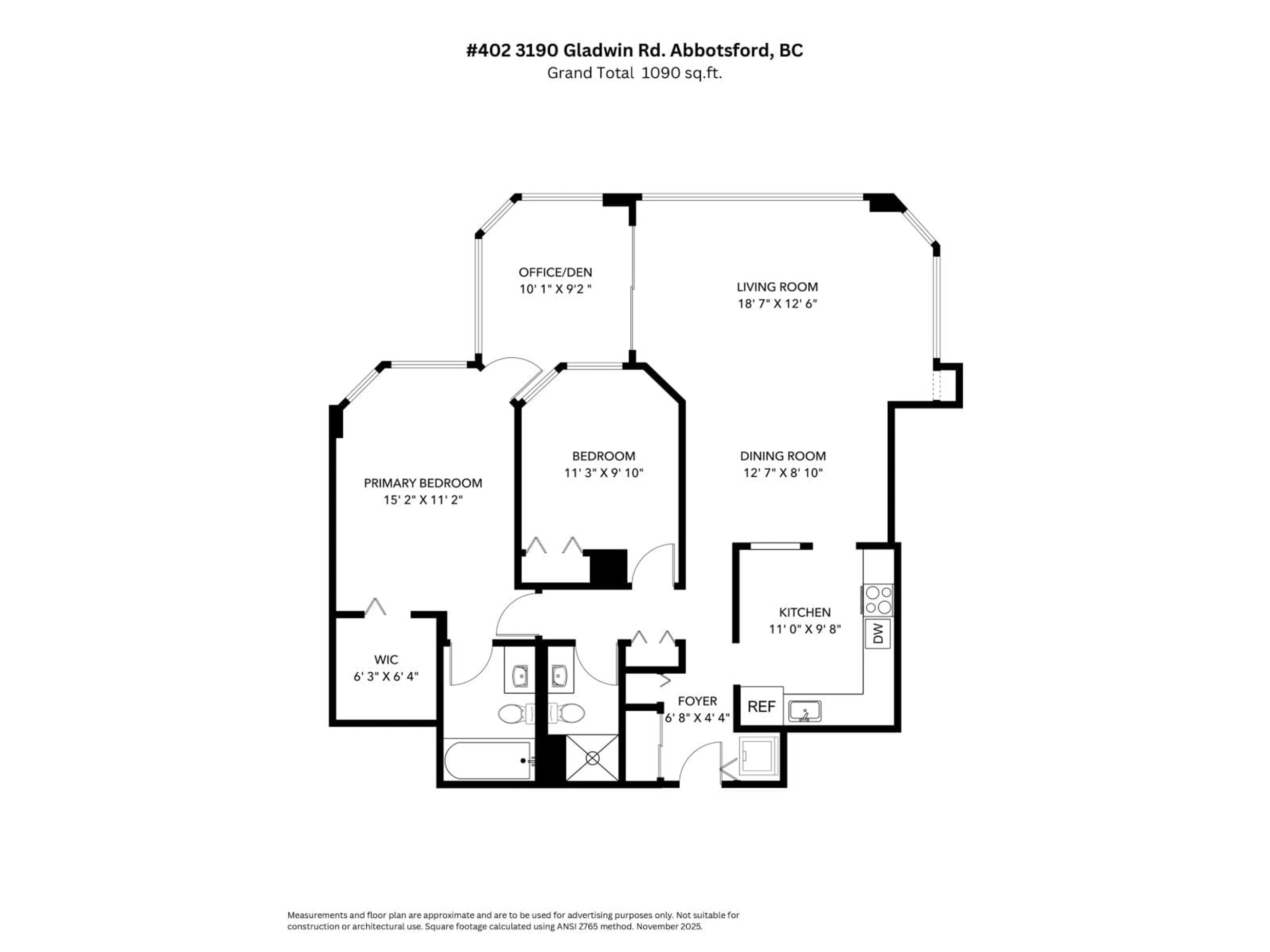 Floor plan for 402 - 3190 GLADWIN ROAD, Abbotsford British Columbia V2T5T2