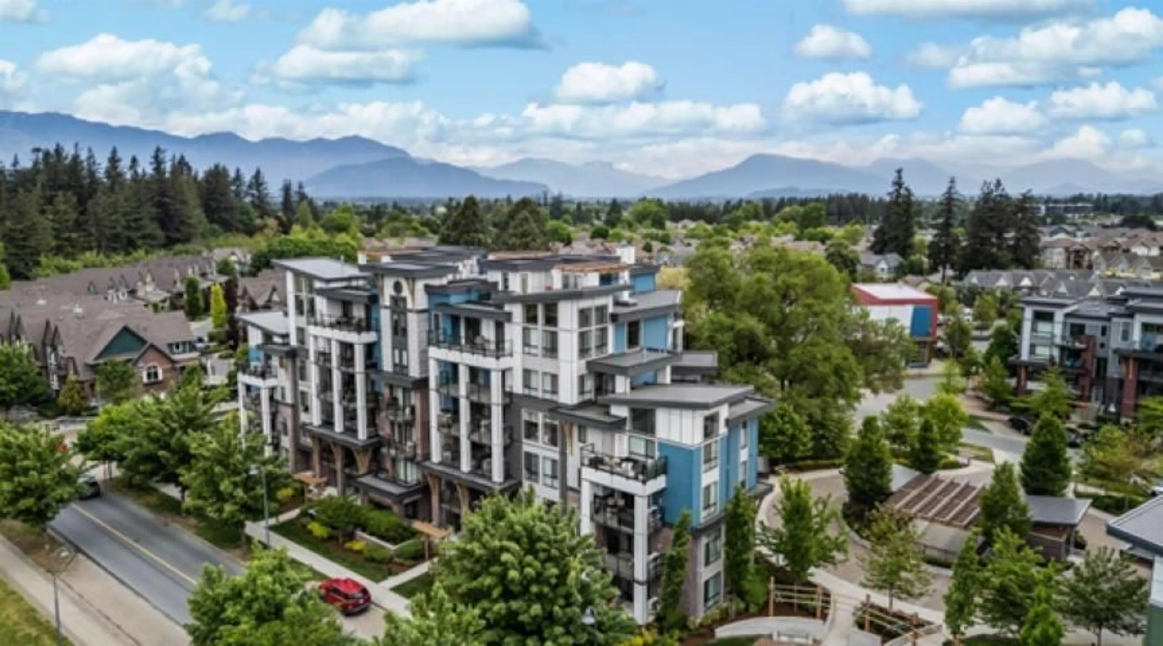 A pic from outside/outdoor area/front of a property/back of a property/a pic from drone, mountain view for 401 - 45500 MARKET WAY, Chilliwack British Columbia V2R6G5