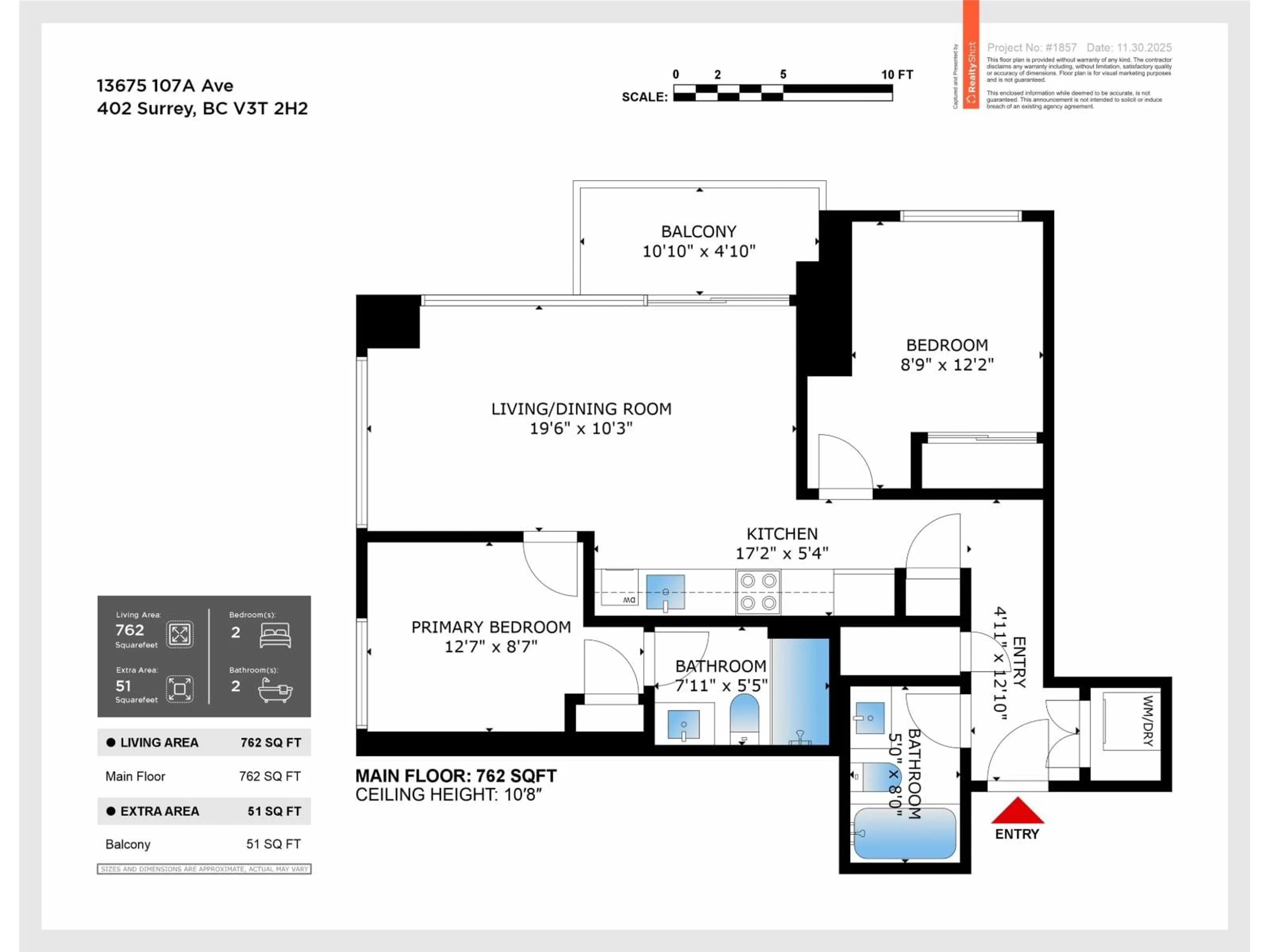 Floor plan for 402 - 13675 107A STREET, Surrey British Columbia V3T0X2