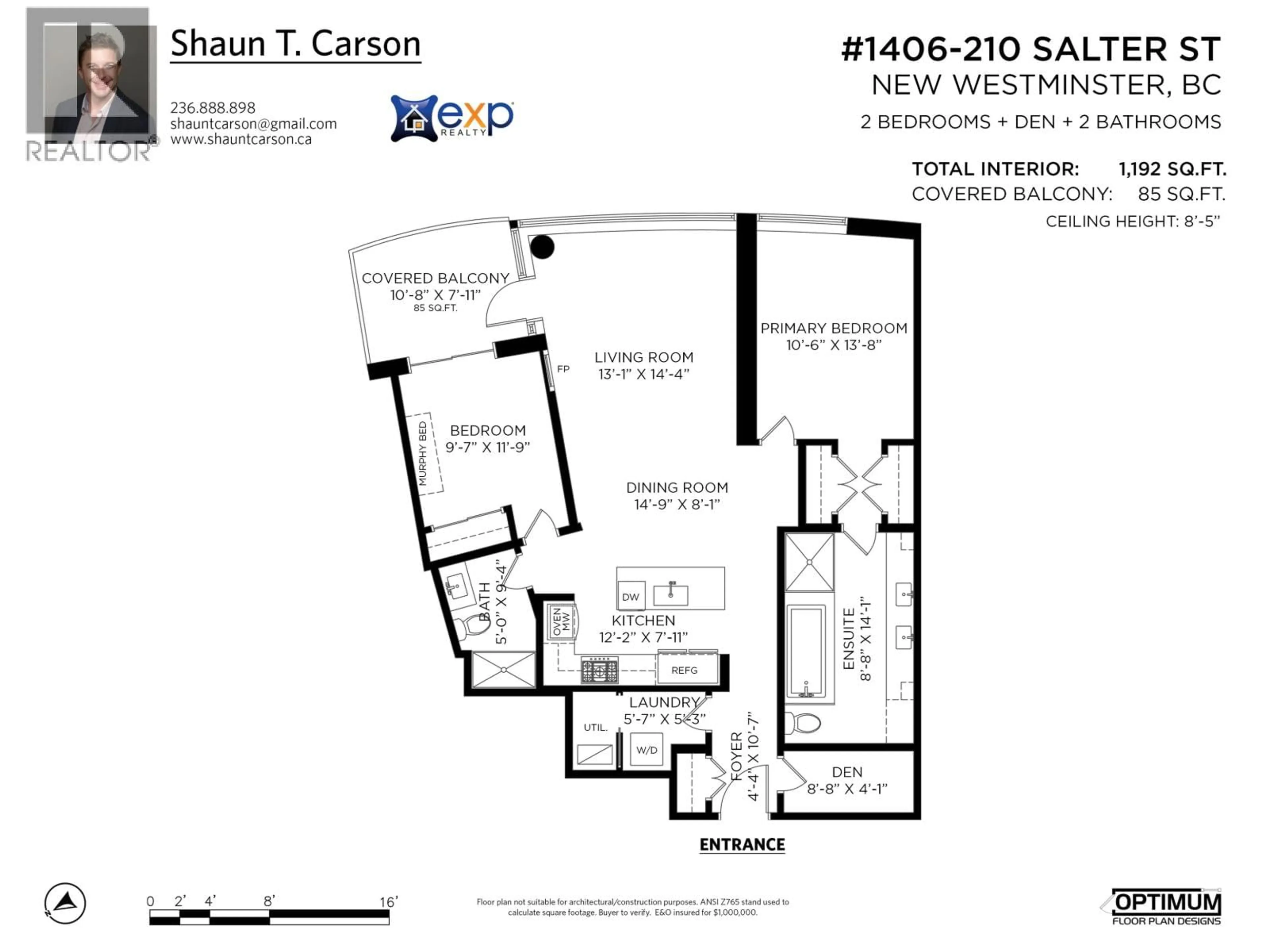 Floor plan for 1406 - 210 SALTER STREET, New Westminster British Columbia V3M0J9