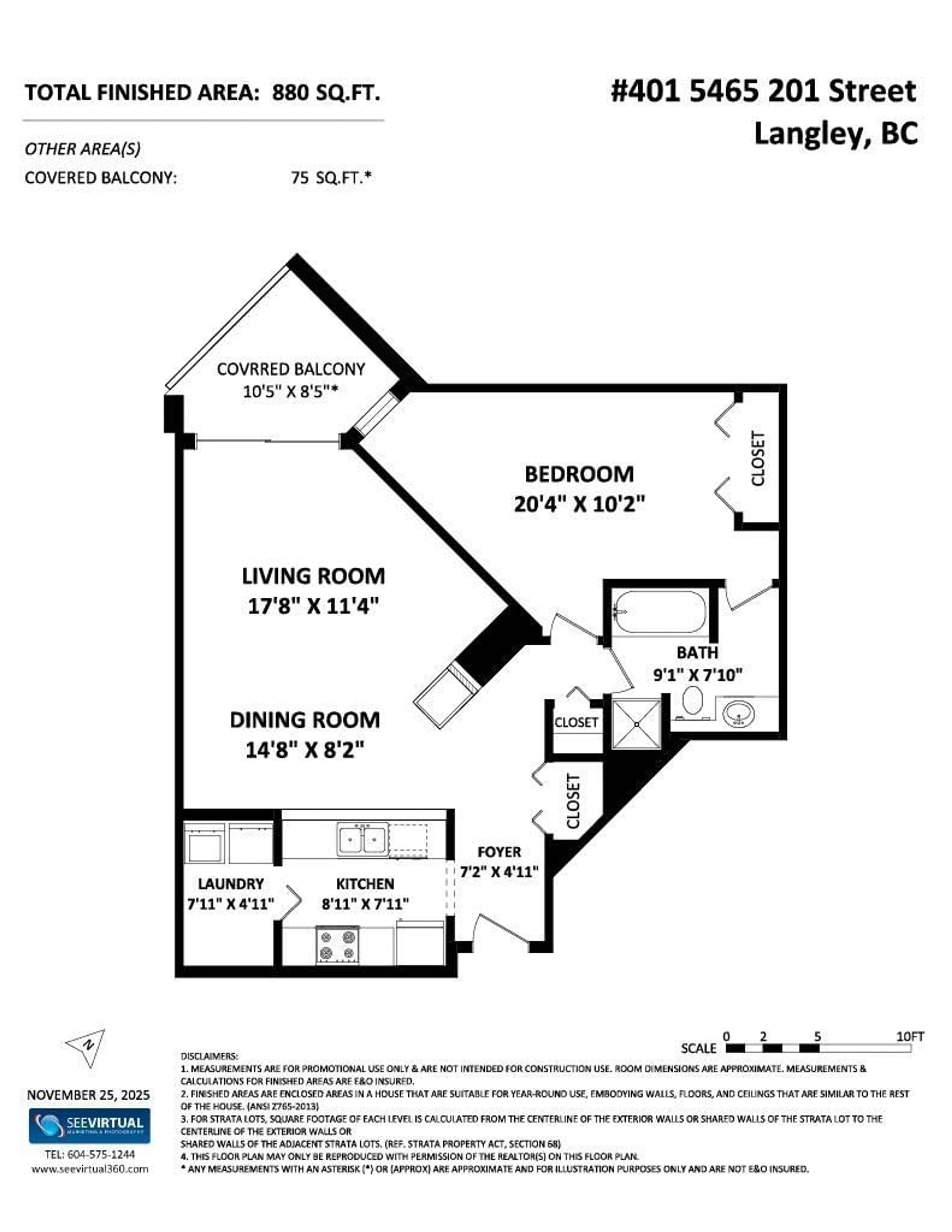 Floor plan for 401 - 5465 201 STREET, Langley British Columbia V3A1P8