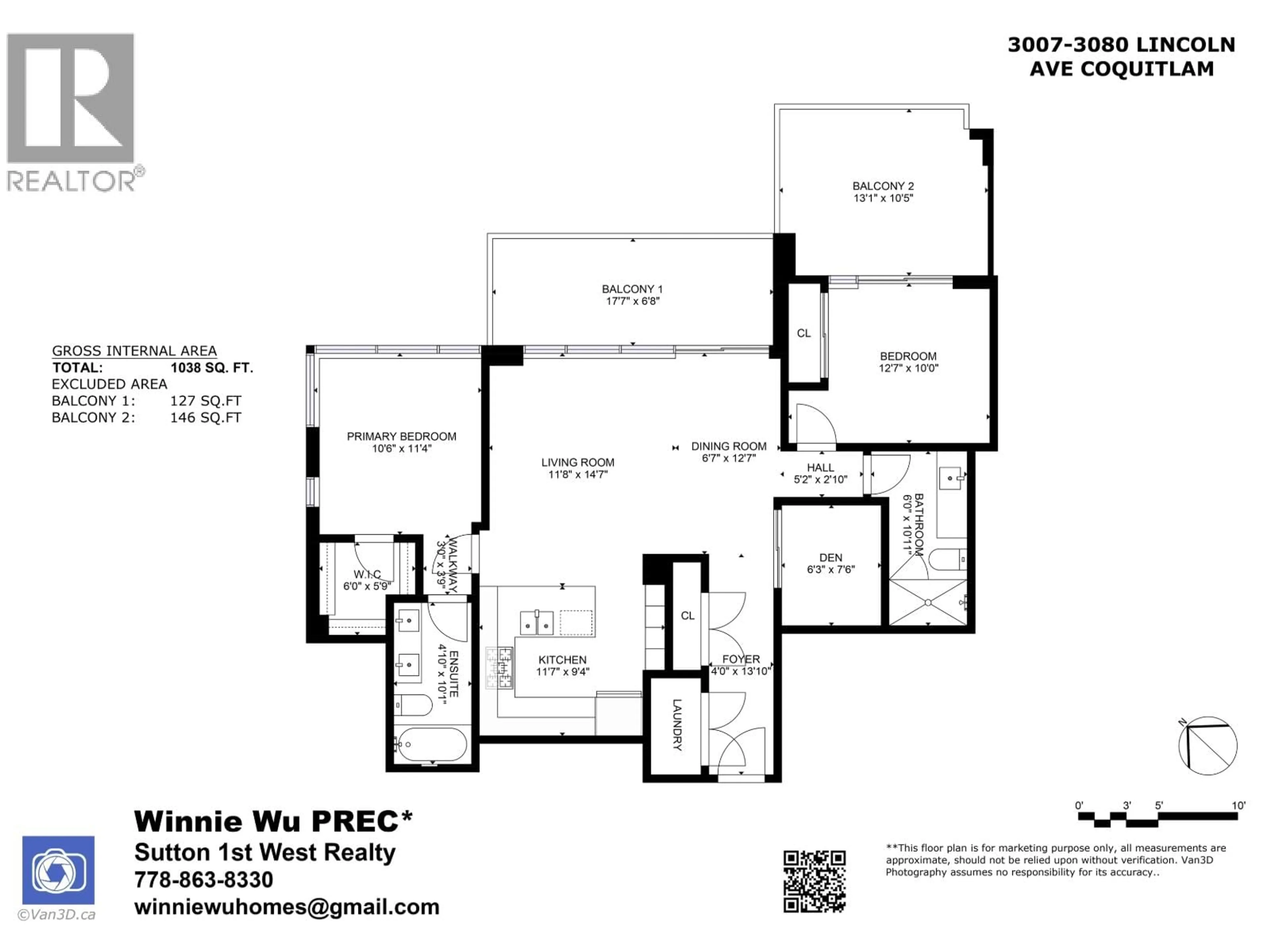 Floor plan for 3007 - 3080 LINCOLN AVENUE, Coquitlam British Columbia V3B0L9