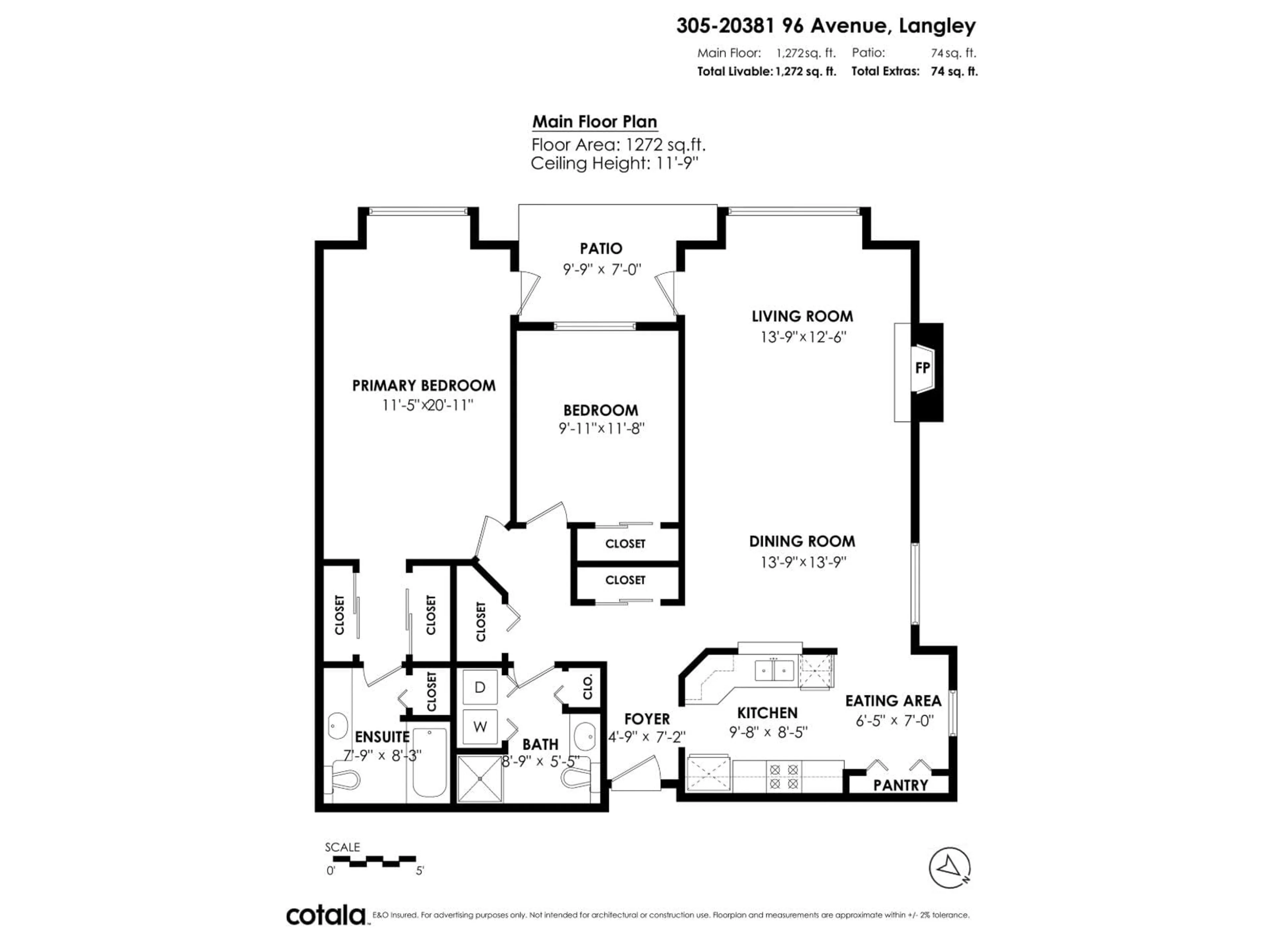 Floor plan for 305 - 20381 96 AVENUE, Langley British Columbia V1M2L1