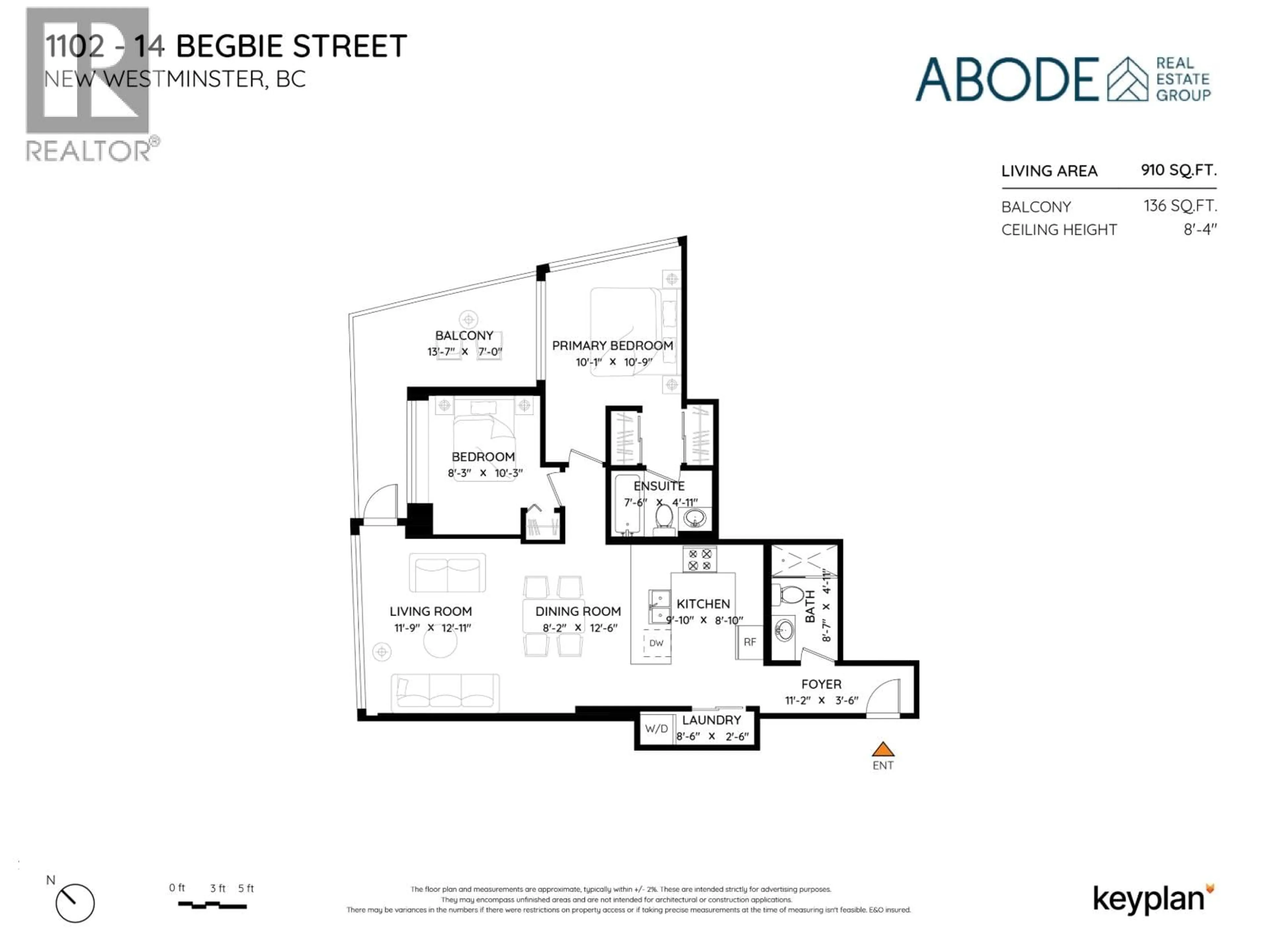 Floor plan for 1102 - 14 BEGBIE STREET, New Westminster British Columbia V3M0C4