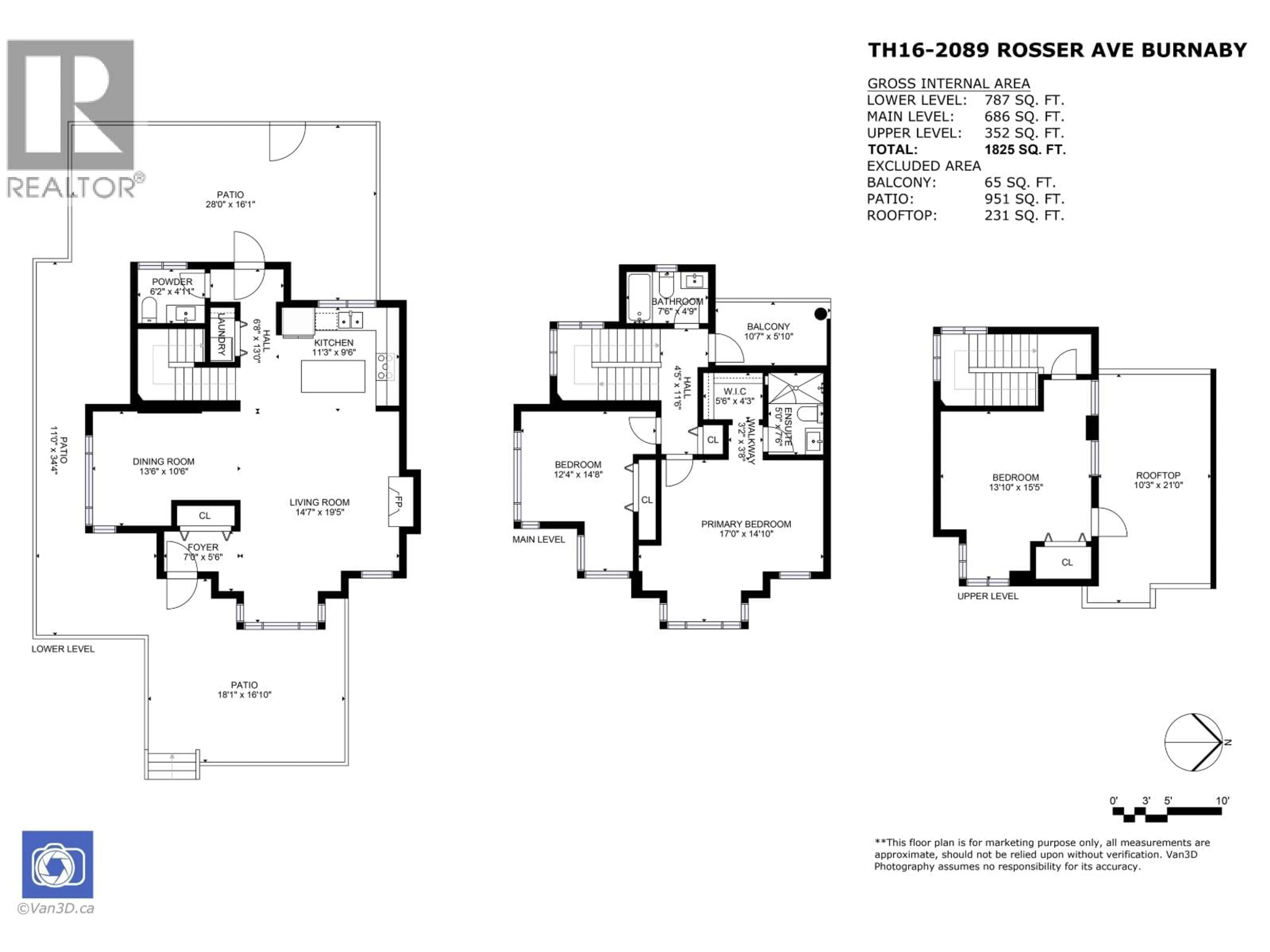 Floor plan for TH16 - 2089 ROSSER AVENUE, Burnaby British Columbia V5C5E2