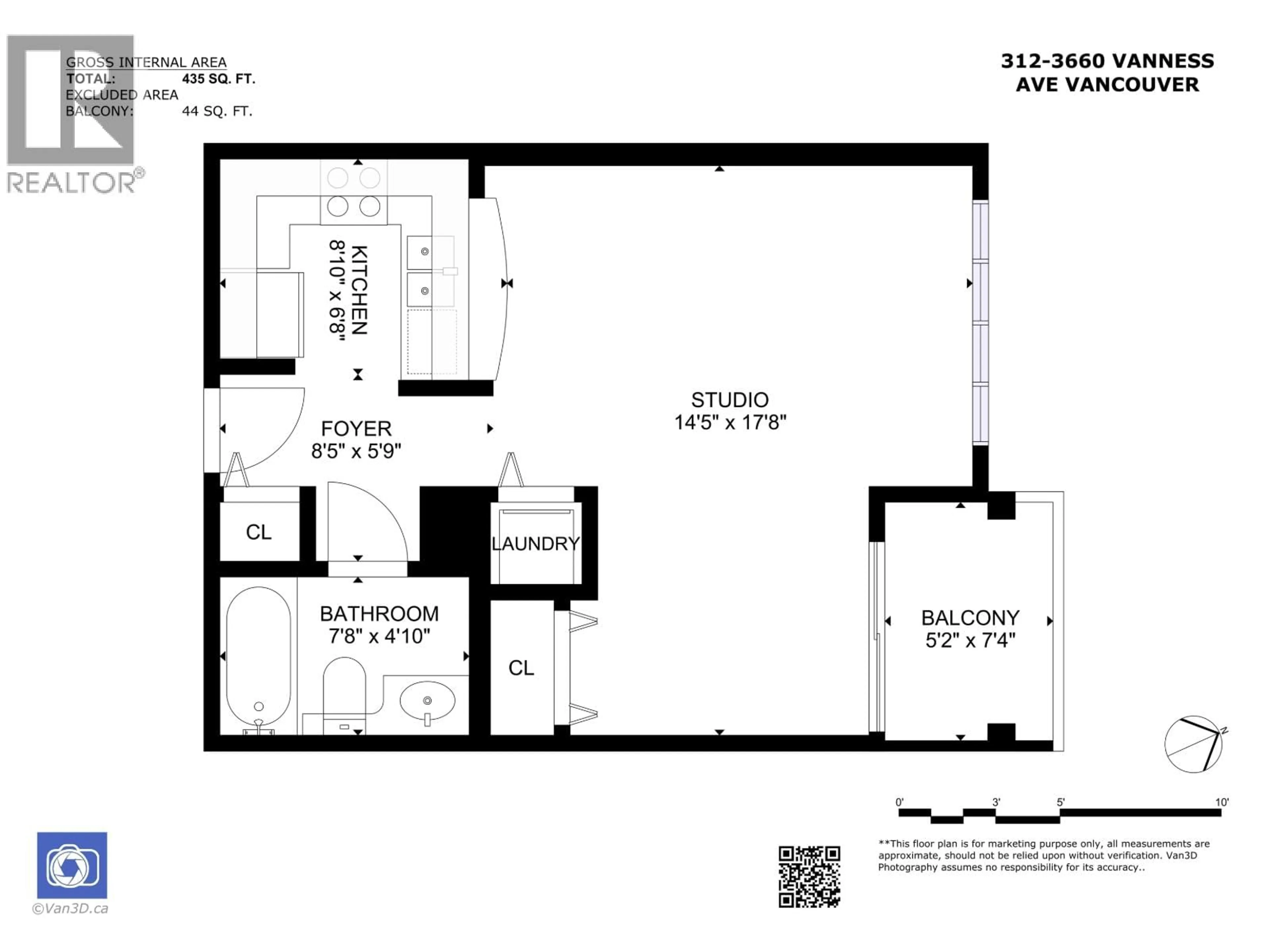Floor plan for 312 - 3660 VANNESS AVENUE, Vancouver British Columbia V5R6H8