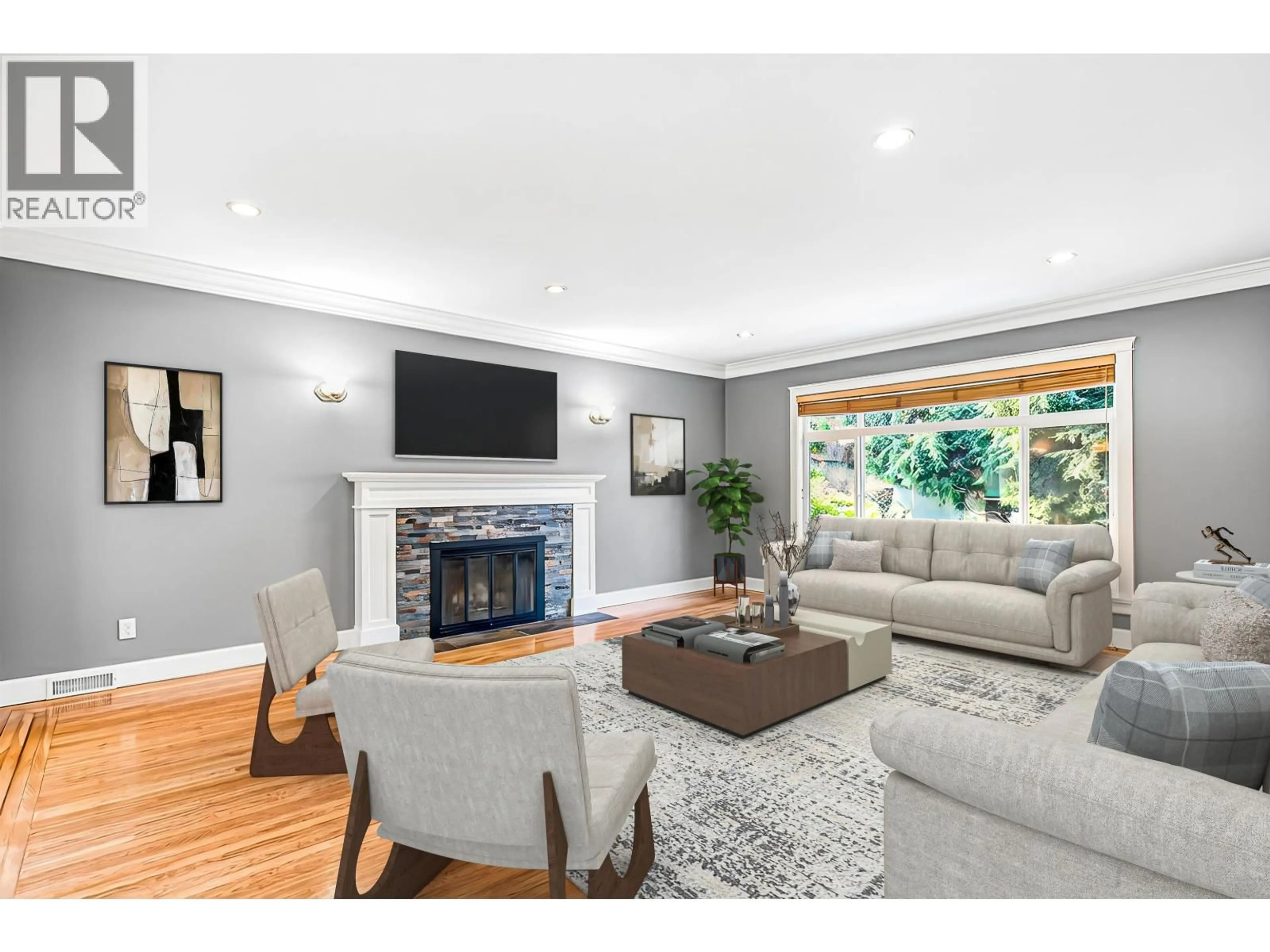 Living room with furniture, wood/laminate floor for 2050 SPERLING AVENUE, Burnaby British Columbia V5B4K5