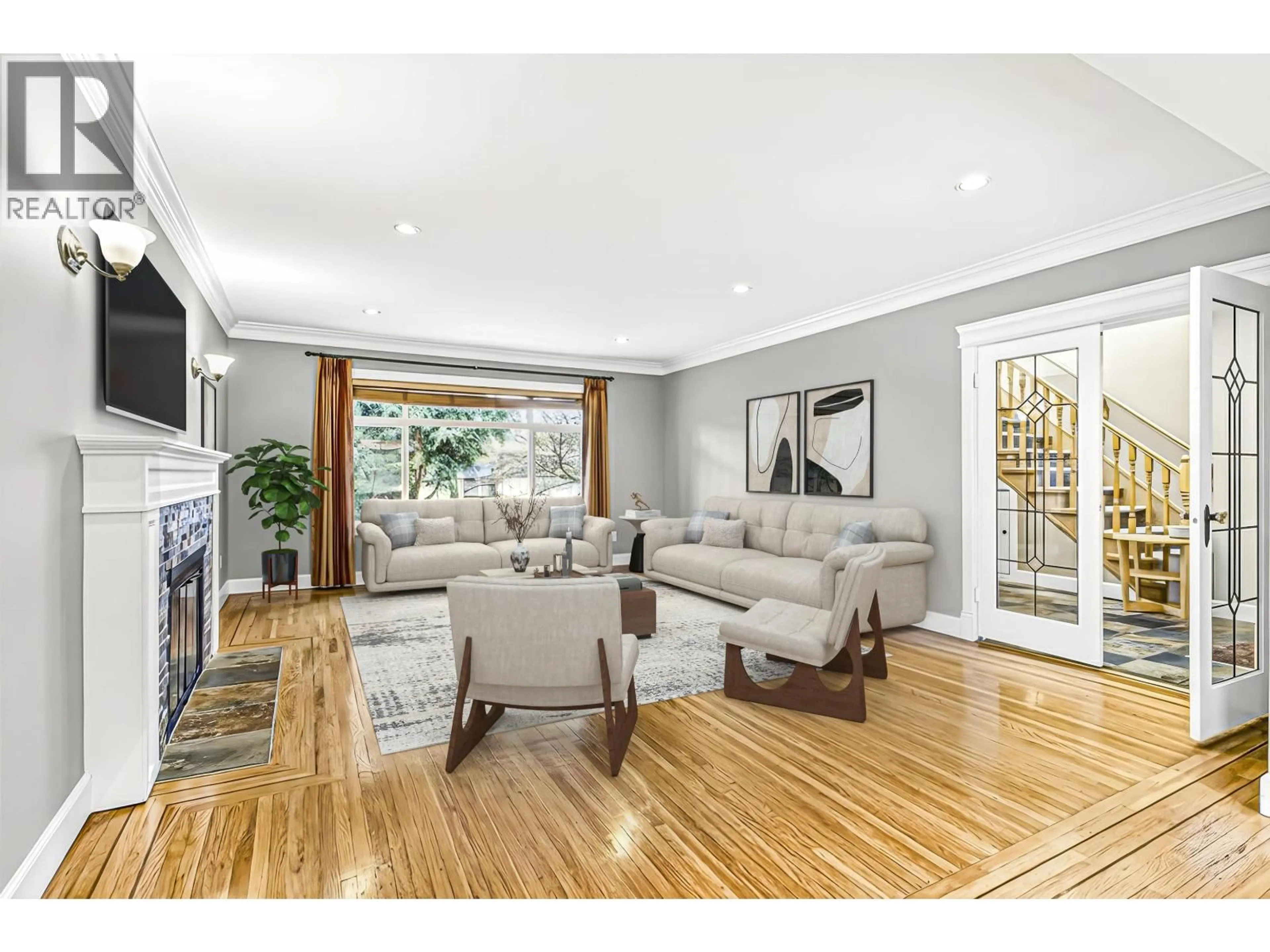 Living room with furniture, wood/laminate floor for 2050 SPERLING AVENUE, Burnaby British Columbia V5B4K5