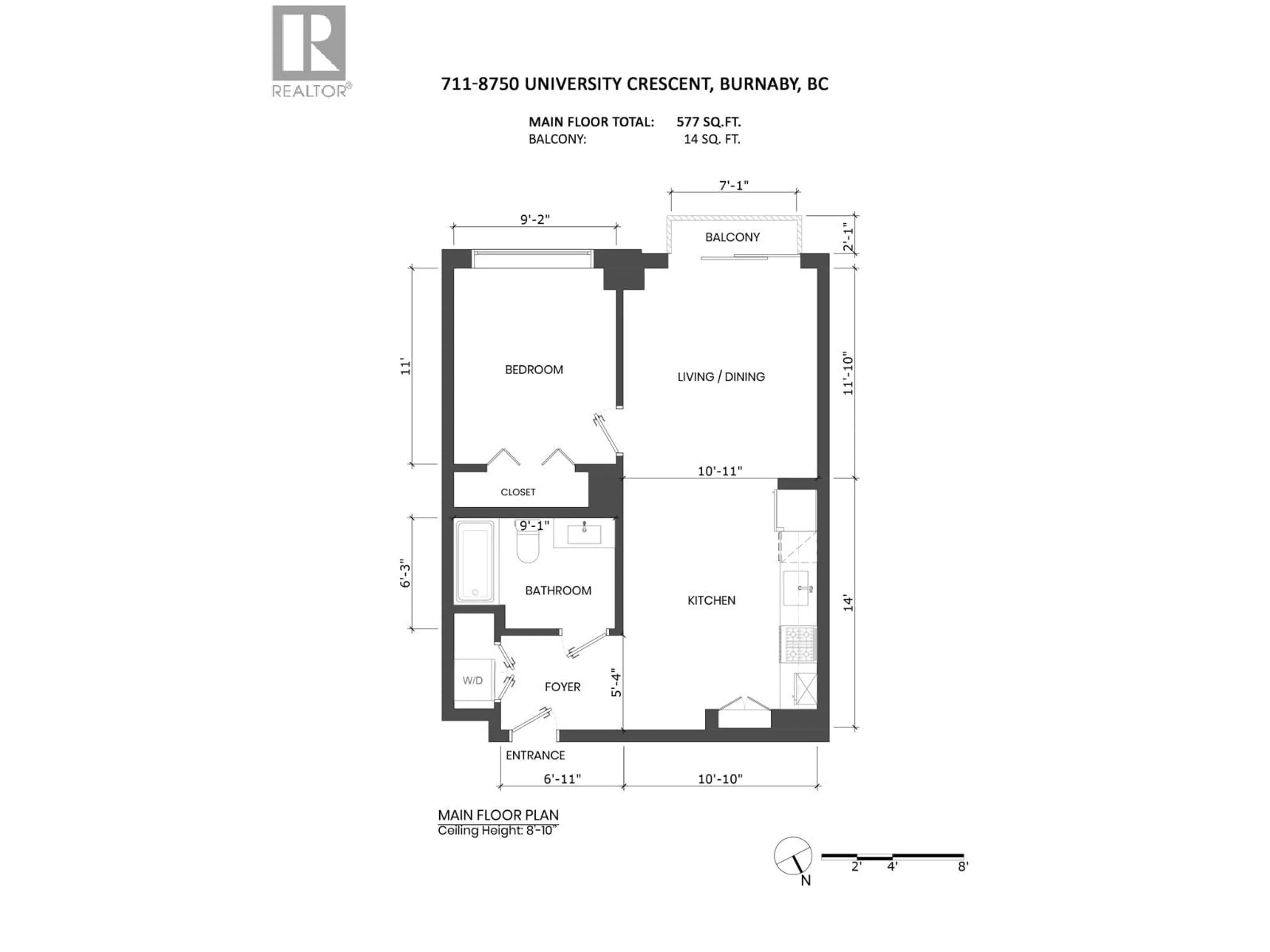 Floor plan for 711 - 8750 UNIVERSITY CRESCENT, Burnaby British Columbia V5A0G9