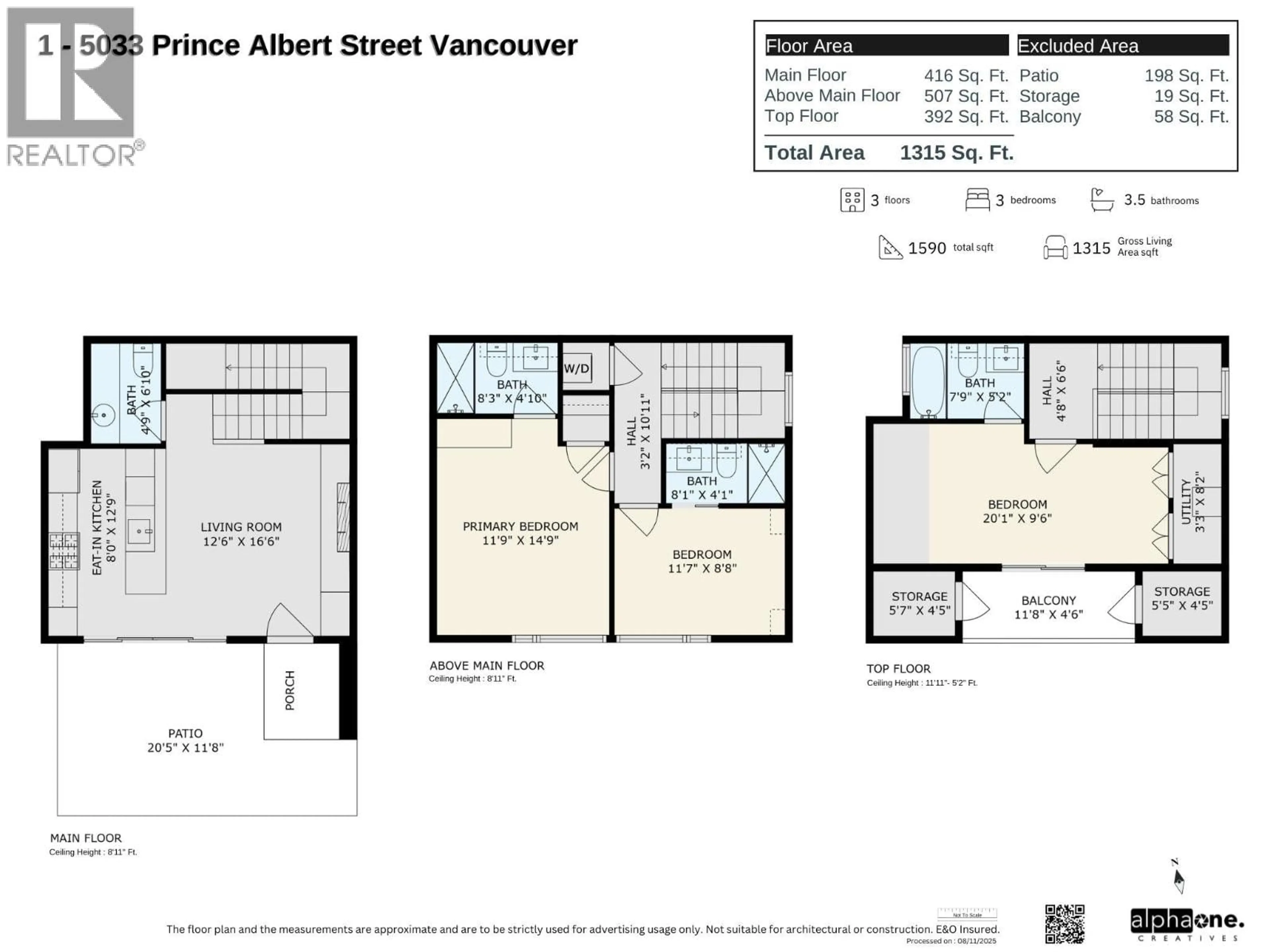 Floor plan for 1 - 5033 PRINCE ALBERT STREET, Vancouver British Columbia V5W3C5