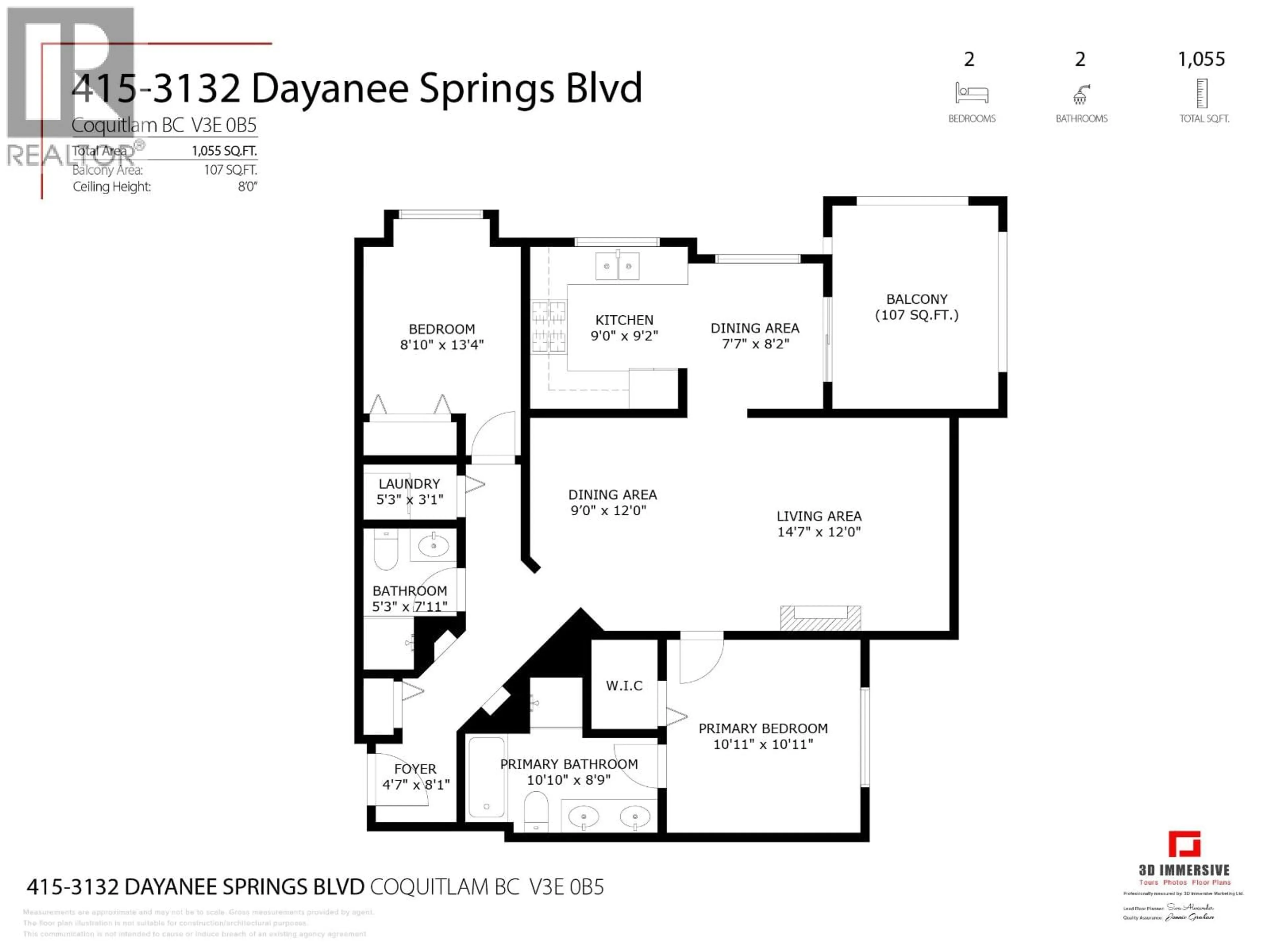 Floor plan for 415 - 3050 DAYANEE SPRINGS BOULEVARD, Coquitlam British Columbia V3E0A2