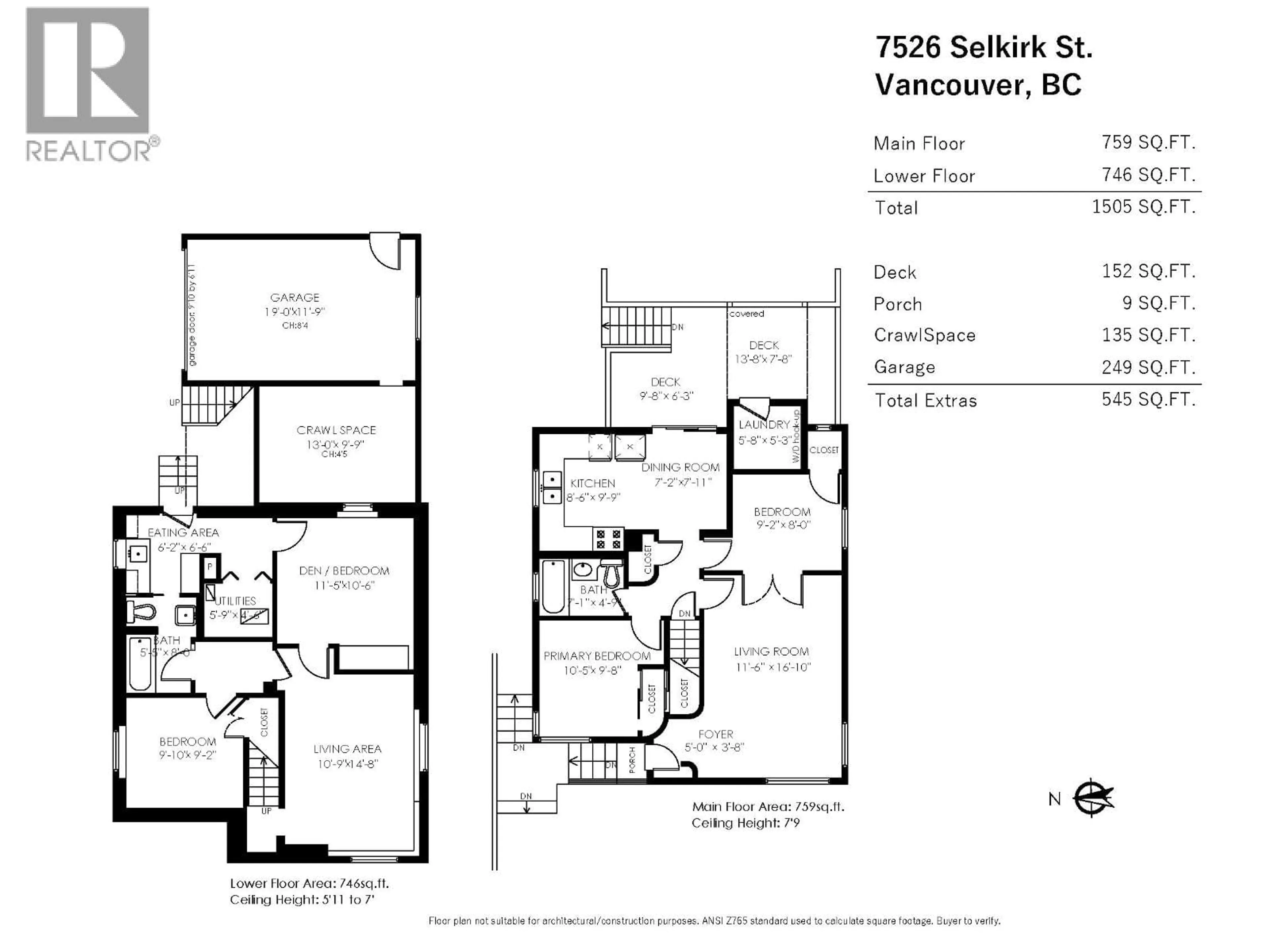 Floor plan for 7526 SELKIRK STREET, Vancouver British Columbia V6P4H4