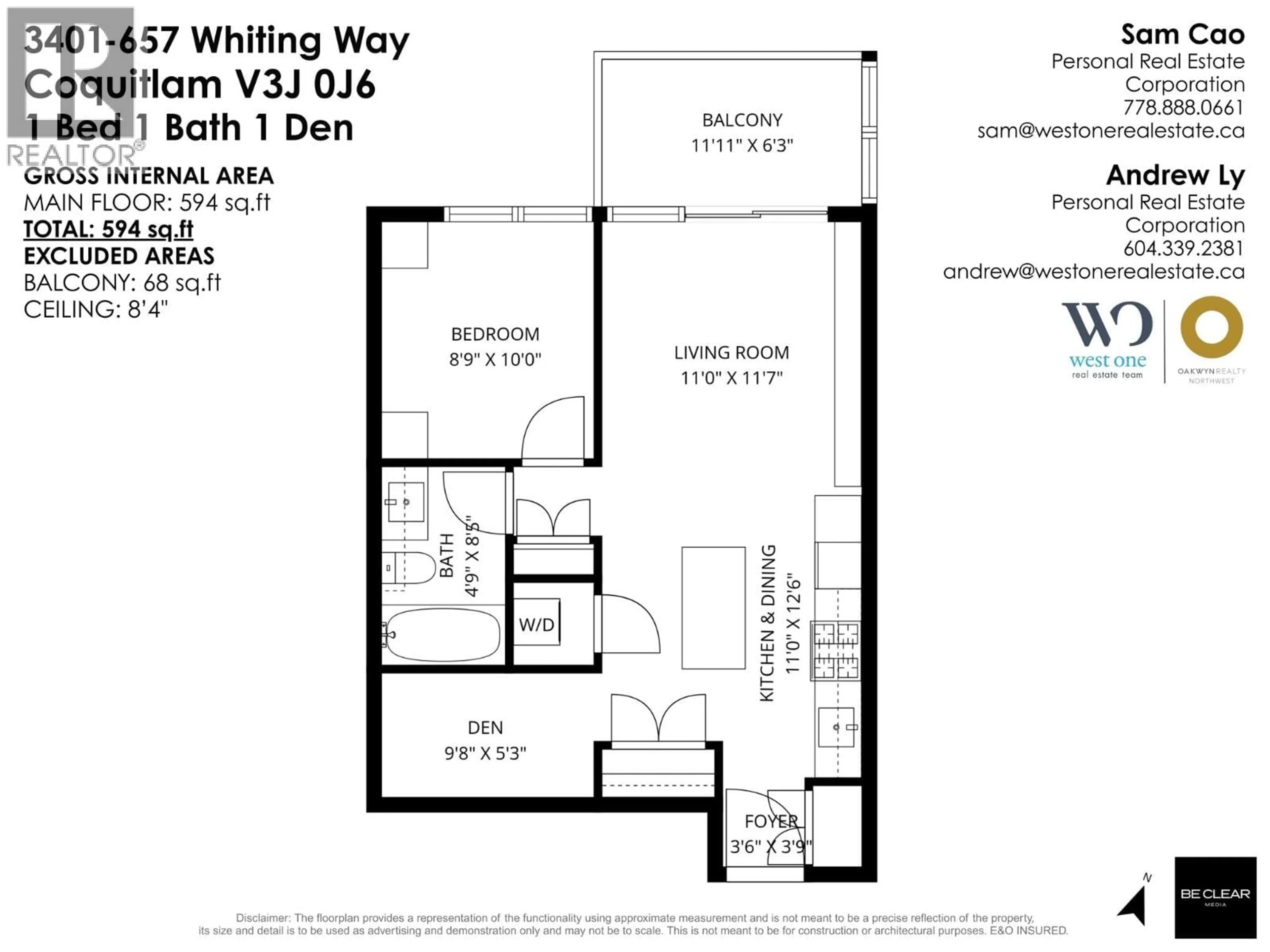 Floor plan for 3401 - 657 WHITING WAY, Coquitlam British Columbia V3J0J6